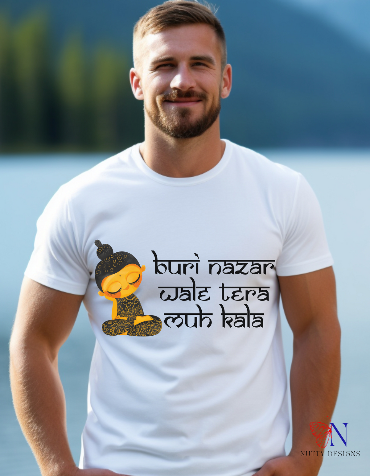 Buri Nazar Wale Tera Muh Kala Desi T-shirt lifestyle image