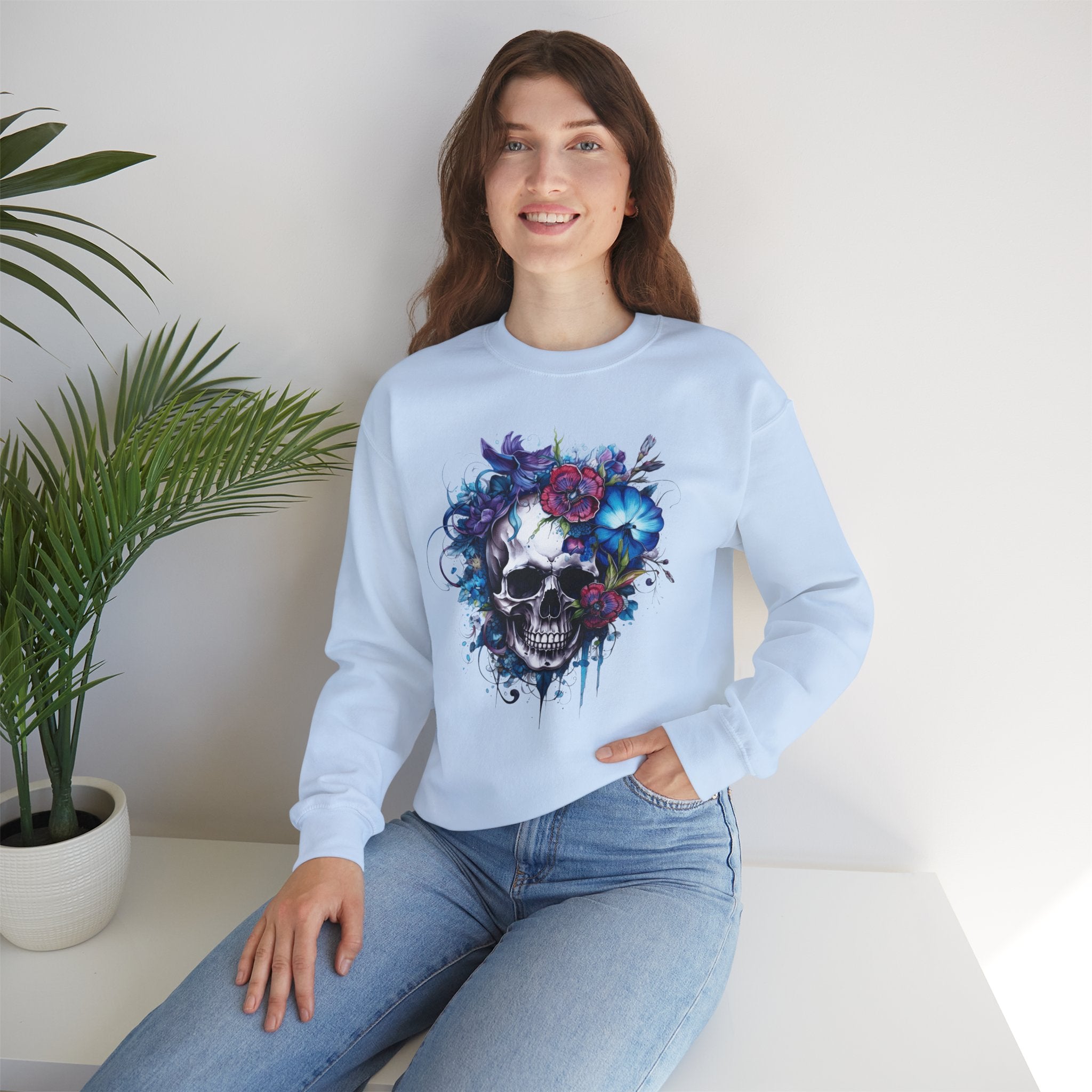 Skull Bloom, Halloween Themed Sweatshirt