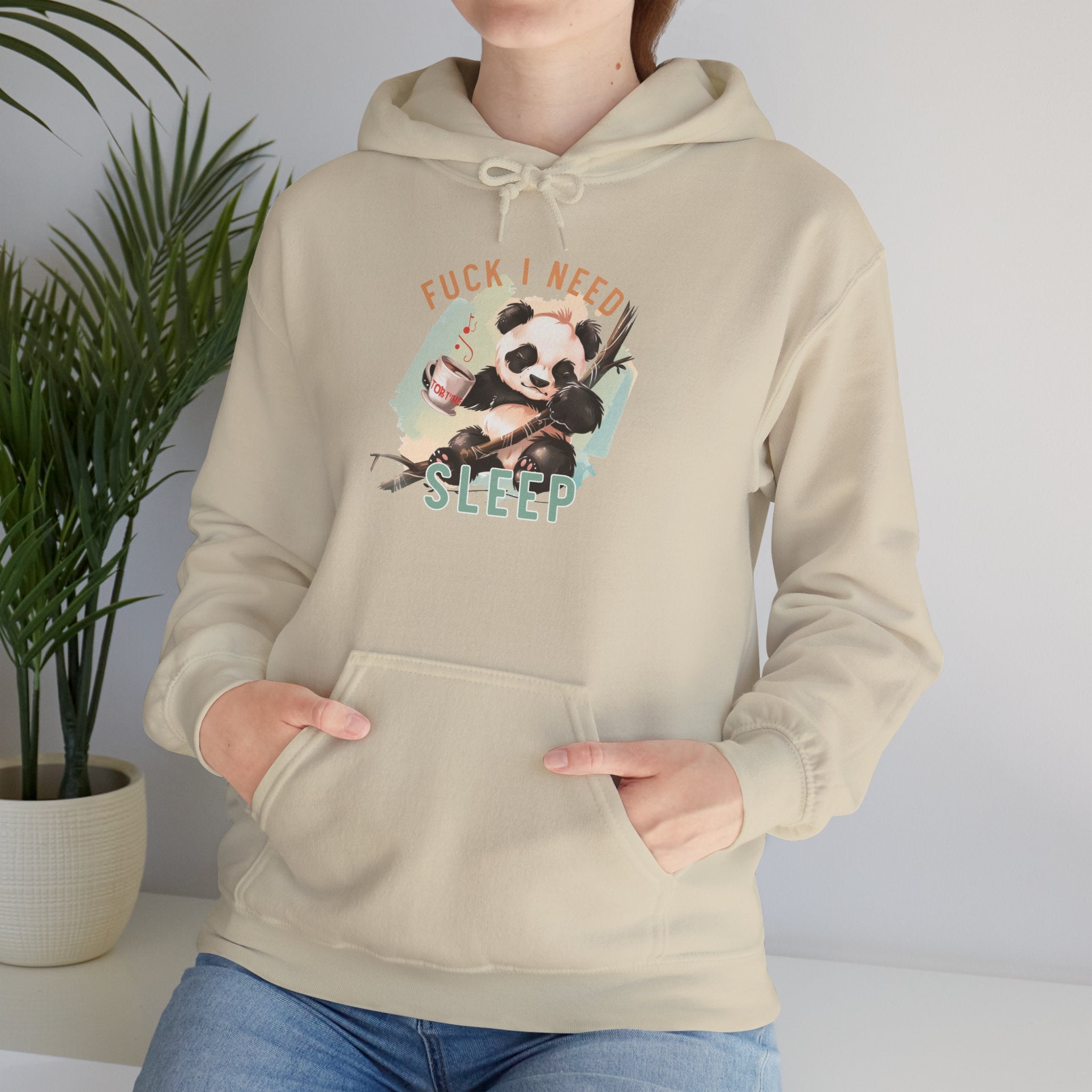 Sleep-Deprived Panda Hoodie – Funny "Fuck I Need Sleep" Graphic Sweatshirt
