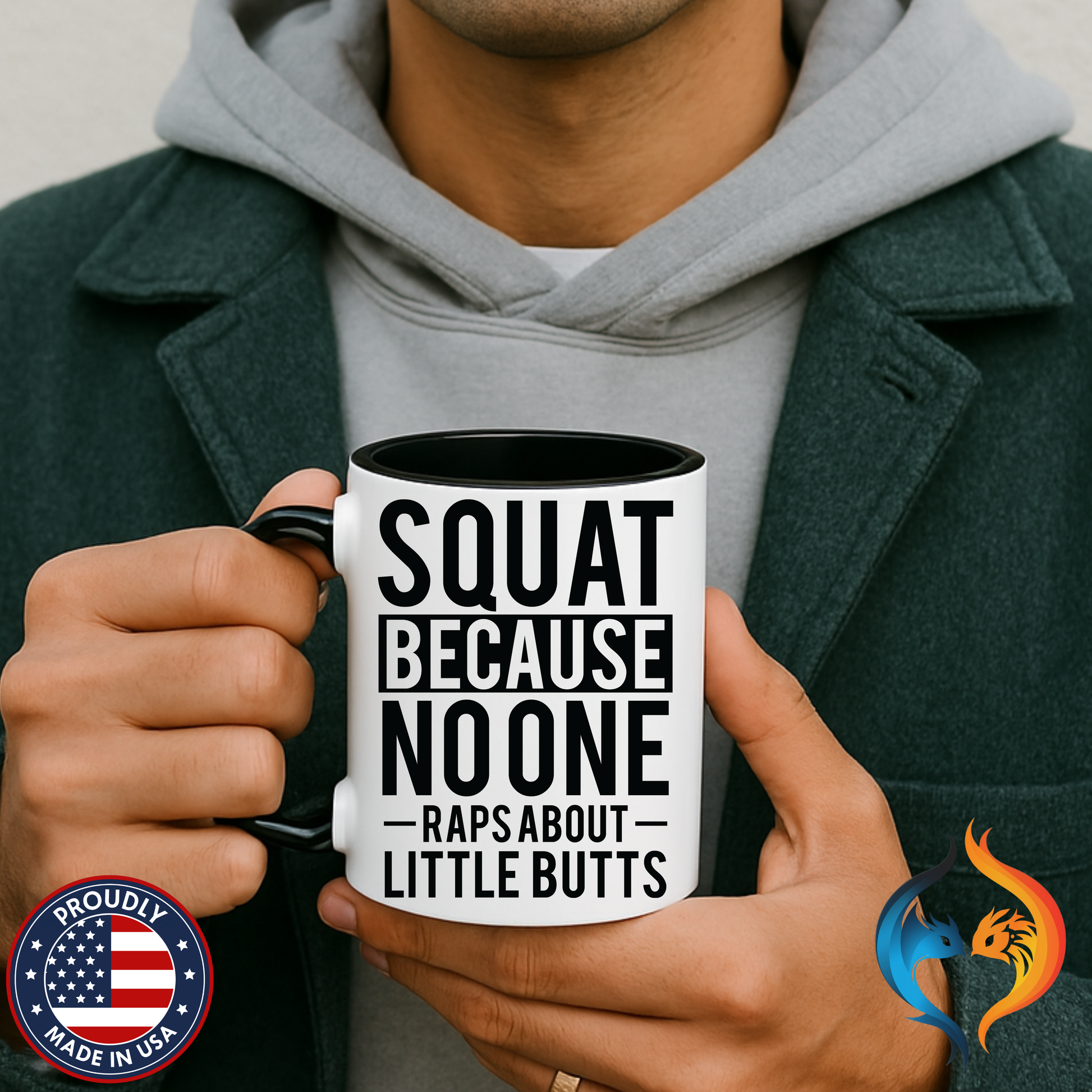 Squat Because Mug Lifestyle Mockup | Nutty Designs
