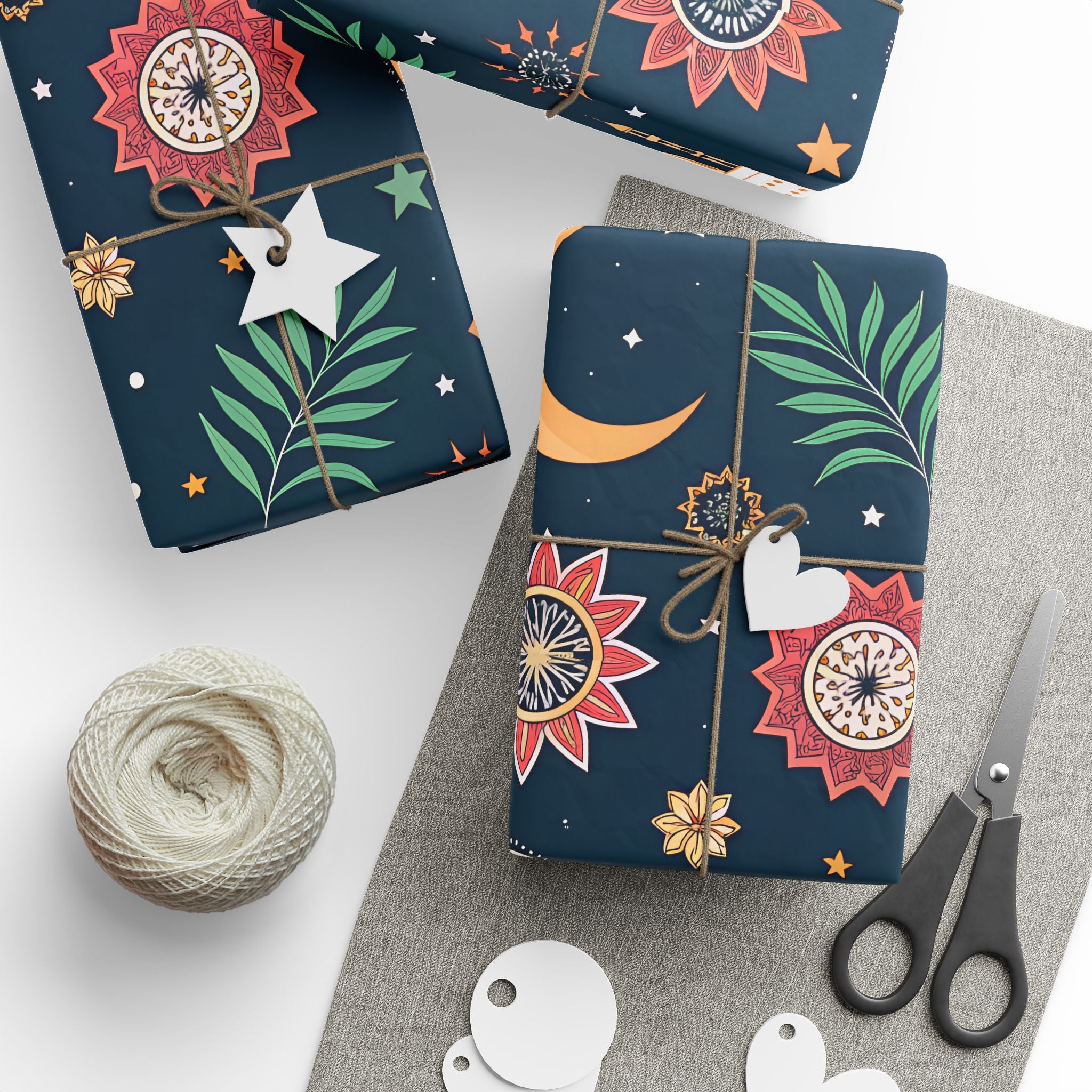 Ramadan Wrap Paper - Islamic Gift Wrap With Nights Mosque, Moon and Stars Design