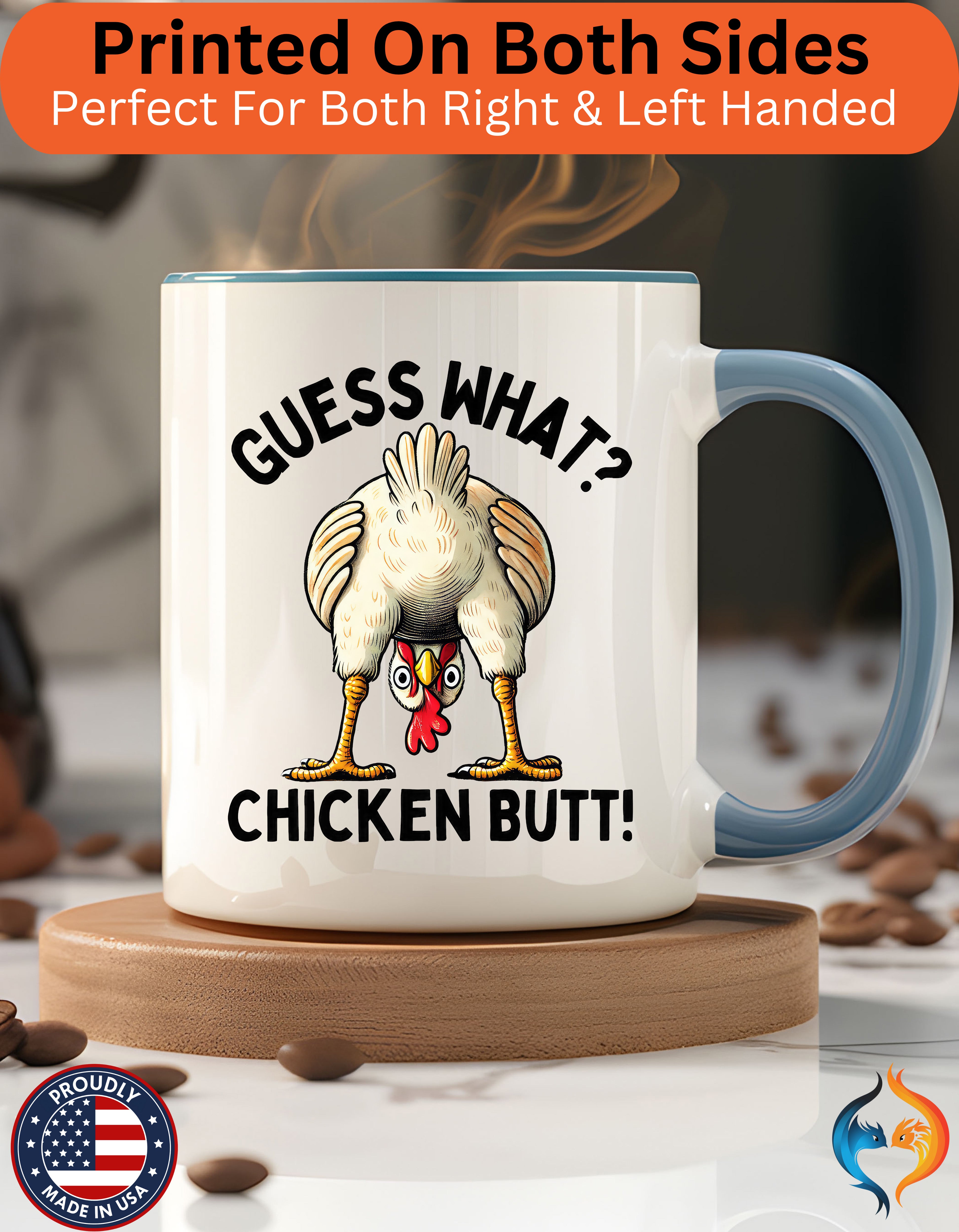 Guess What Chicken Butt Cup Mug Lifestyle Mockup | Nutty Designs