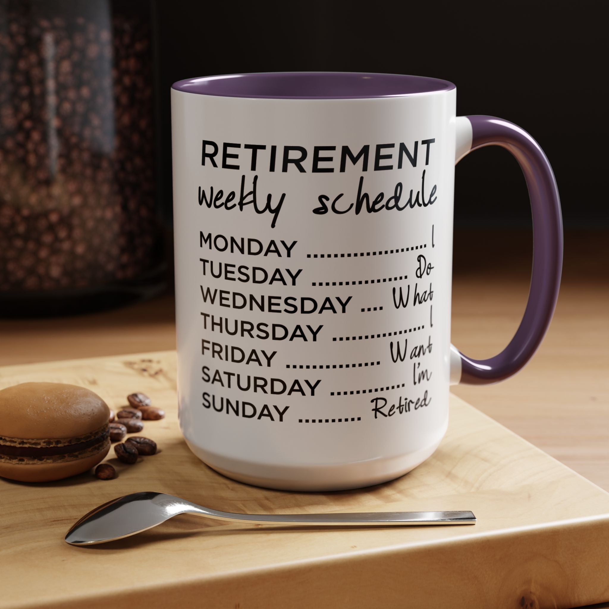 Funny Coffee Mug, Personalized Mug, Nurse Retirement Schedule Do Whatever Fuck I want to do Accent Cup (11, 15oz), Gift Under 20