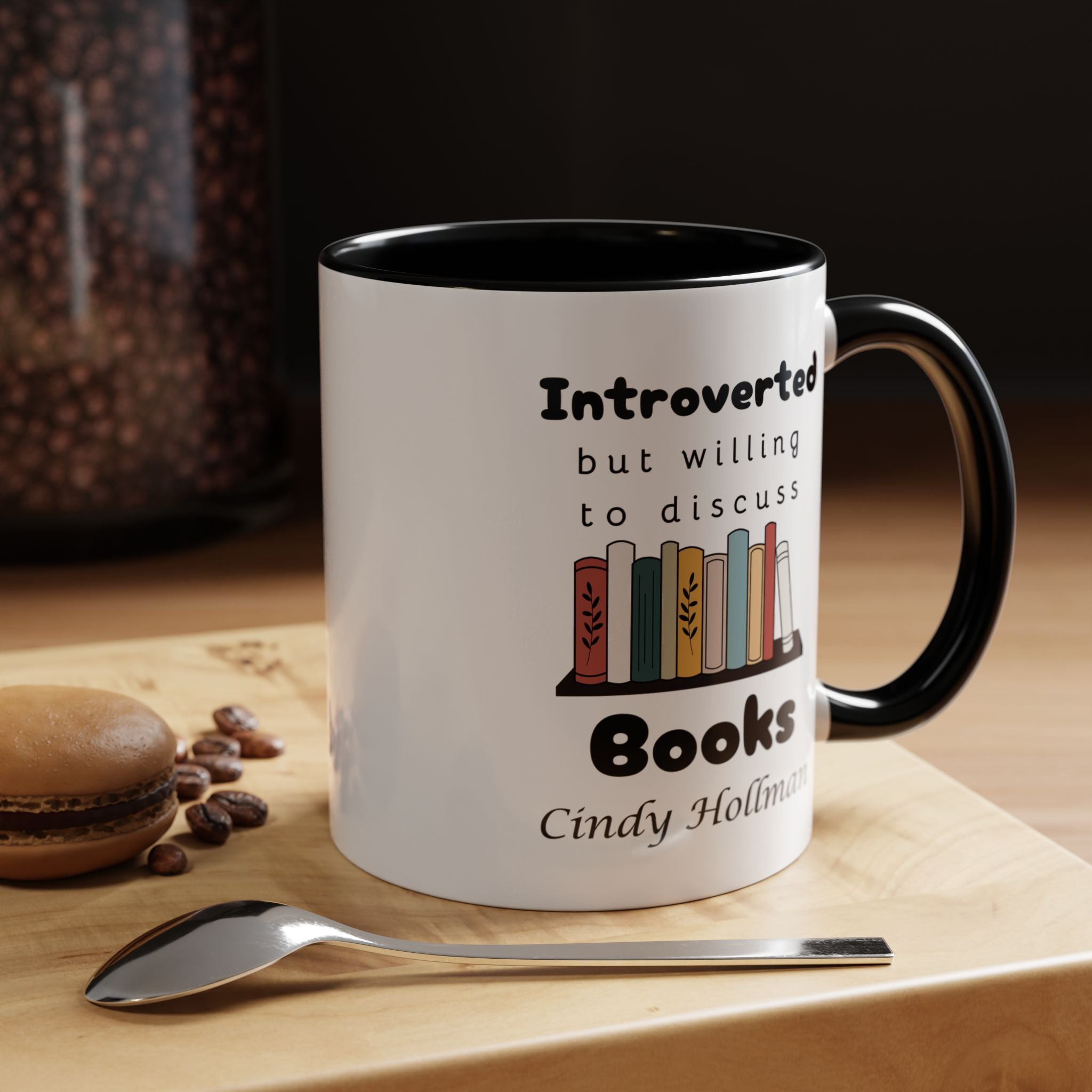 Introverted But Willing To Discuss Books Personalized Accent Coffee Mug (11 and 15oz)