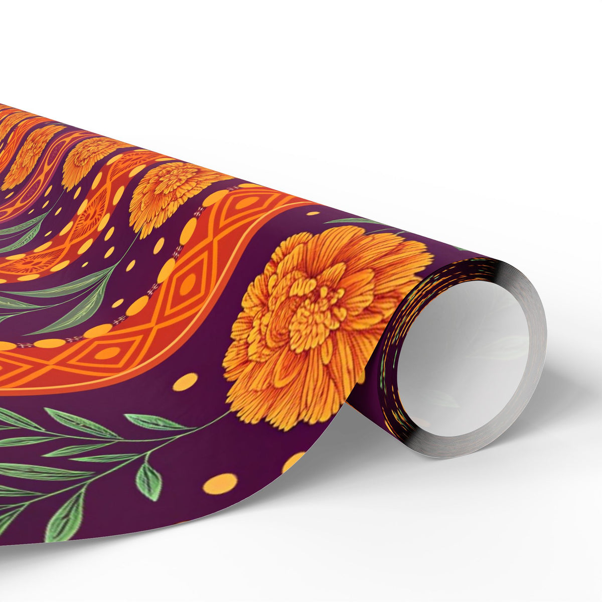 Diwali Wrapping Paper Roll - Marigold Festive Stripe Indian Gift Wrap
