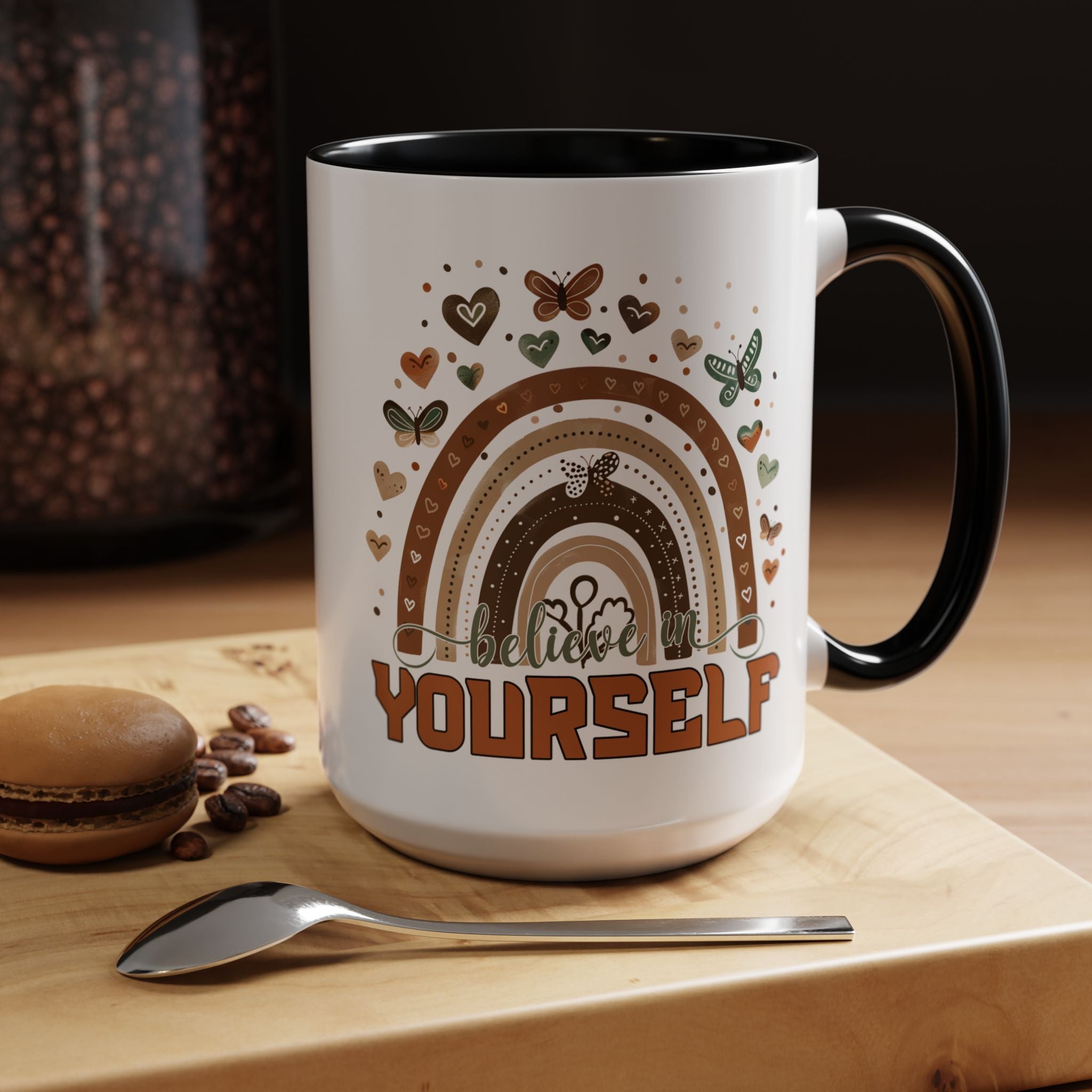 Personalized Mug, Believe In Yourself Accent Coffee Cup (11, 15oz), Gift Under 20, White Elephant, Inspirational, Motivational gift