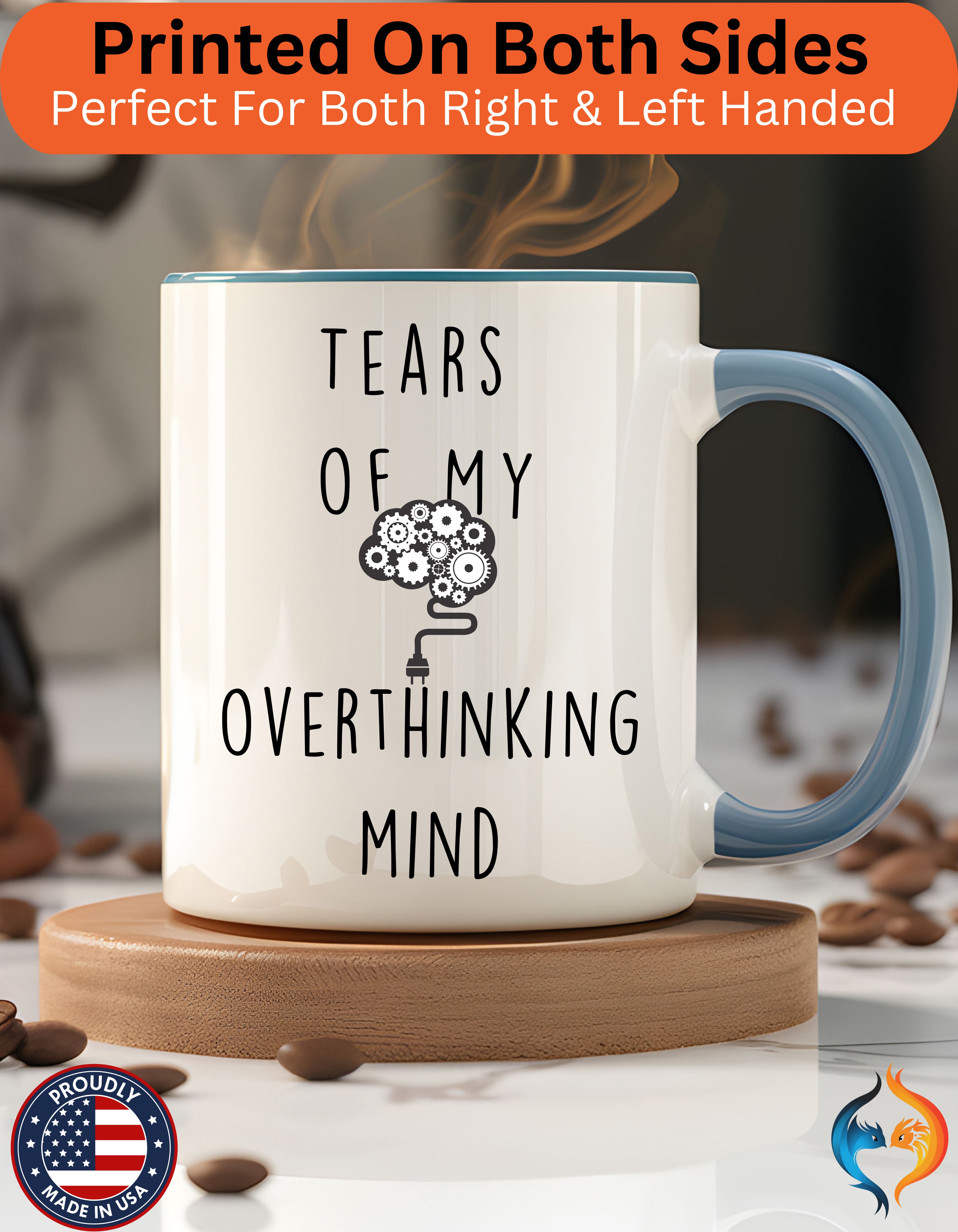 Funny Coffee Mug, Personalized Mug, Tears Of My Overthinking Mind, Accent Cup (11, 15oz), Sarcastic Mug,  Tea Cup, Gift Under 20, Tea Cup