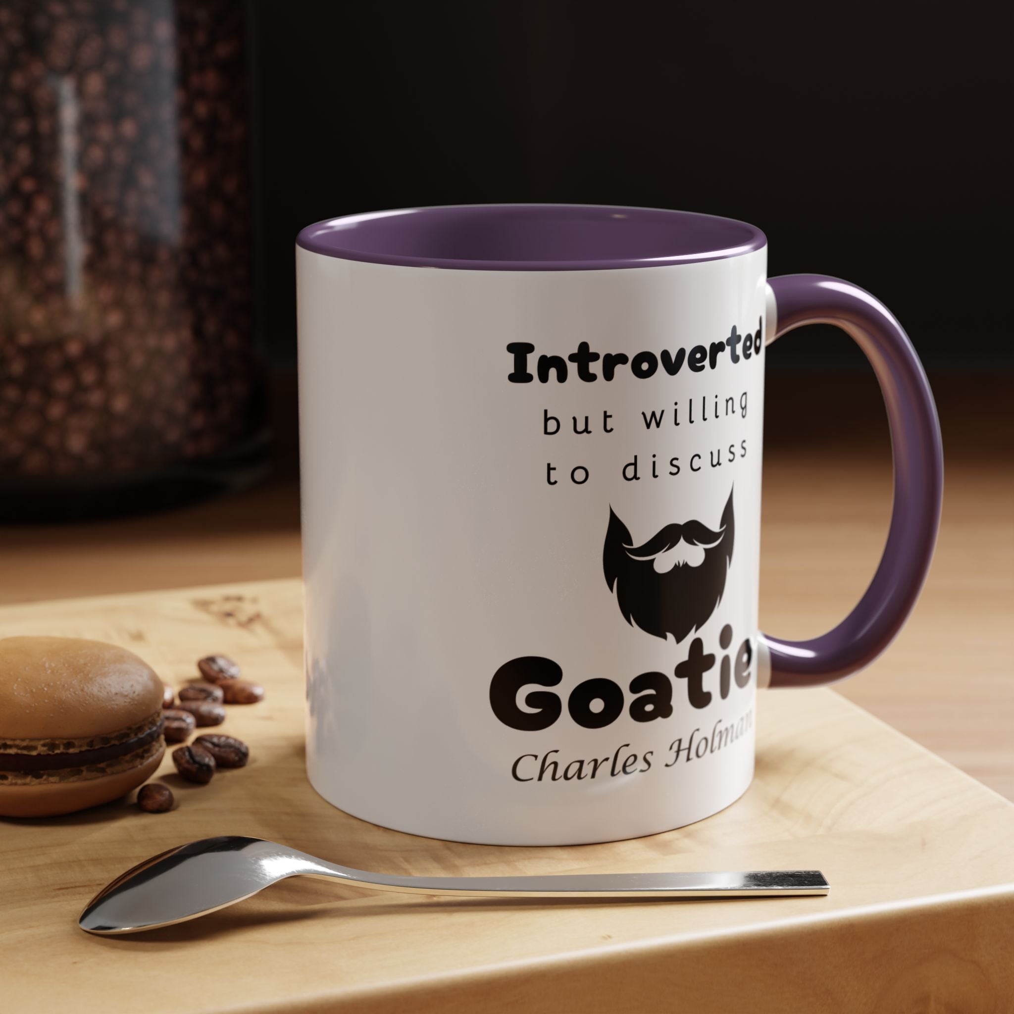 Funny Coffee Mug, Introverted But Willing To Discuss Goatie Personalized Accent Coffee Mug (11 and 15oz)