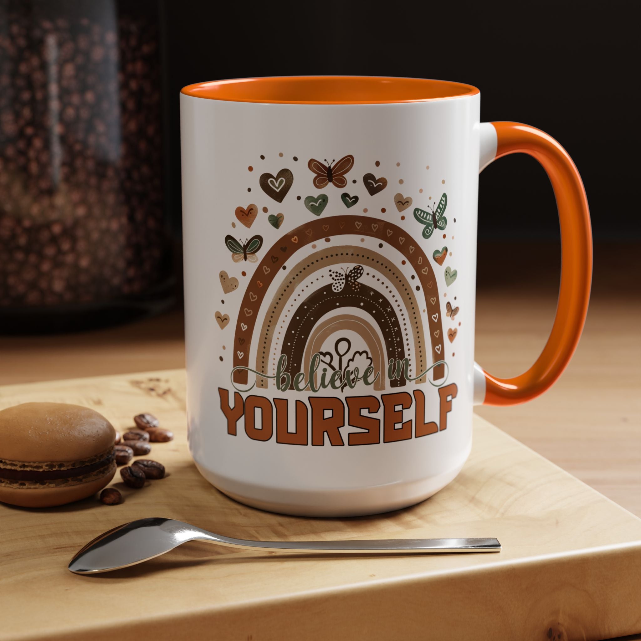 Personalized Mug, Believe In Yourself Accent Coffee Cup (11, 15oz), Gift Under 20, White Elephant, Inspirational, Motivational gift