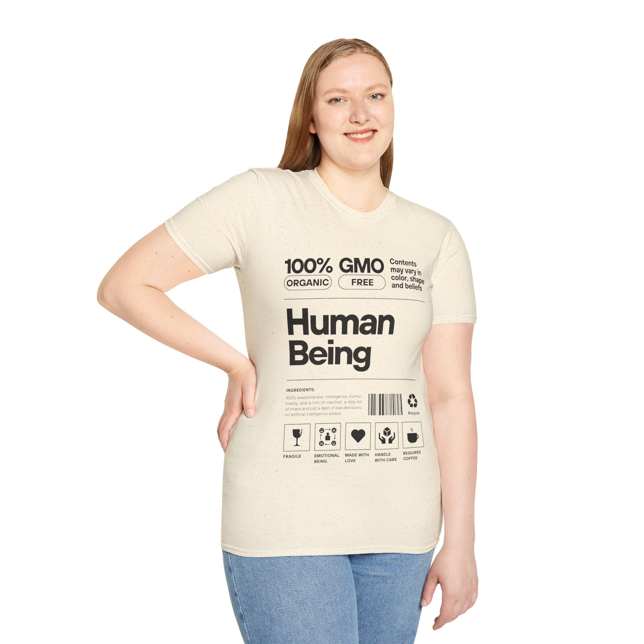 Human Being Facts Unisex Softstyle T-Shirt, Funny Graphic Tee, Gift for Science Lovers, Casual Top, Novelty Shirt, Cool Tee for Men and
