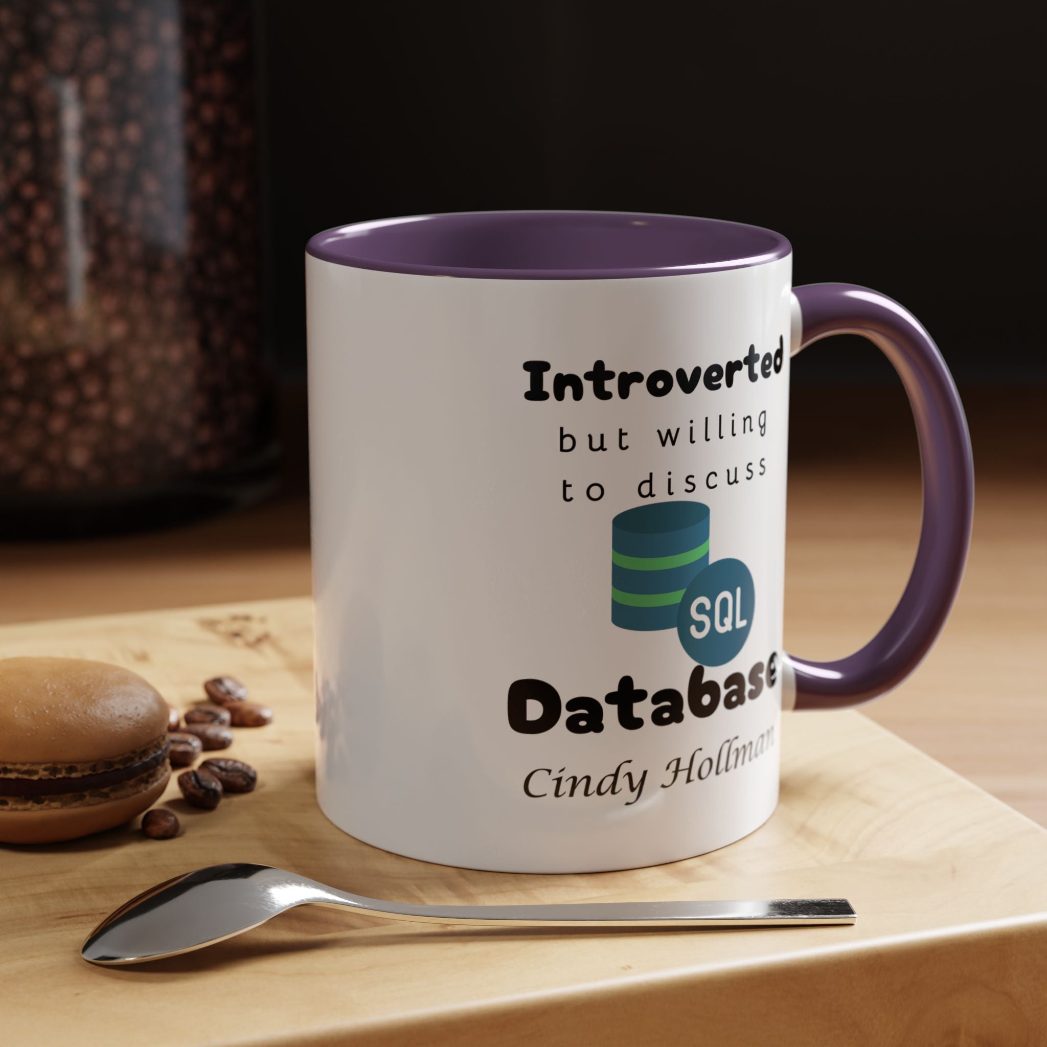 Introverted But Willing To Discuss Database Personalized Accent Coffee Mug (11 and 15oz) For Database Administrators, DBA, IT Geeks, Nerds