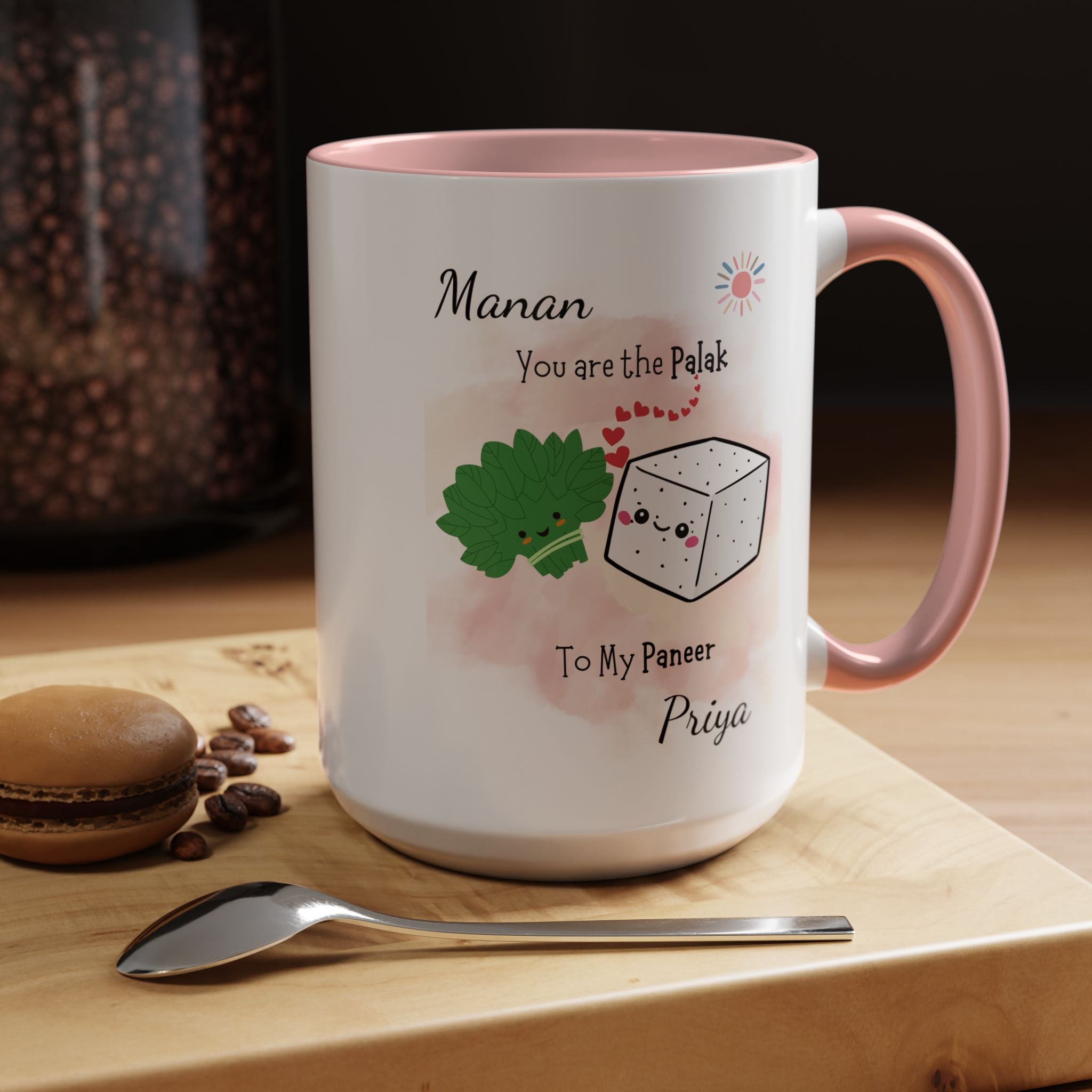 You Are The Palak To My Paneer Desi Roots Romantic Mug, Personalized Mug  Couple Accent Cup, Anniversary, Valentines,  Desi Gift for Him her