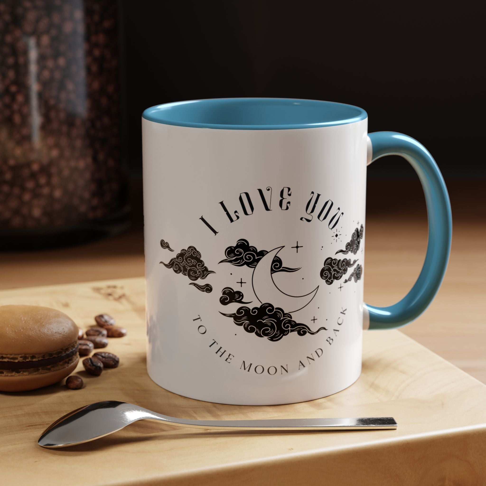 I Love You To The Moon and Back Personalized Romantic Mug, Accent Cup 11/15oz, Custom Anniversary Wedding Valentines Gift for Spouse, BF, GF