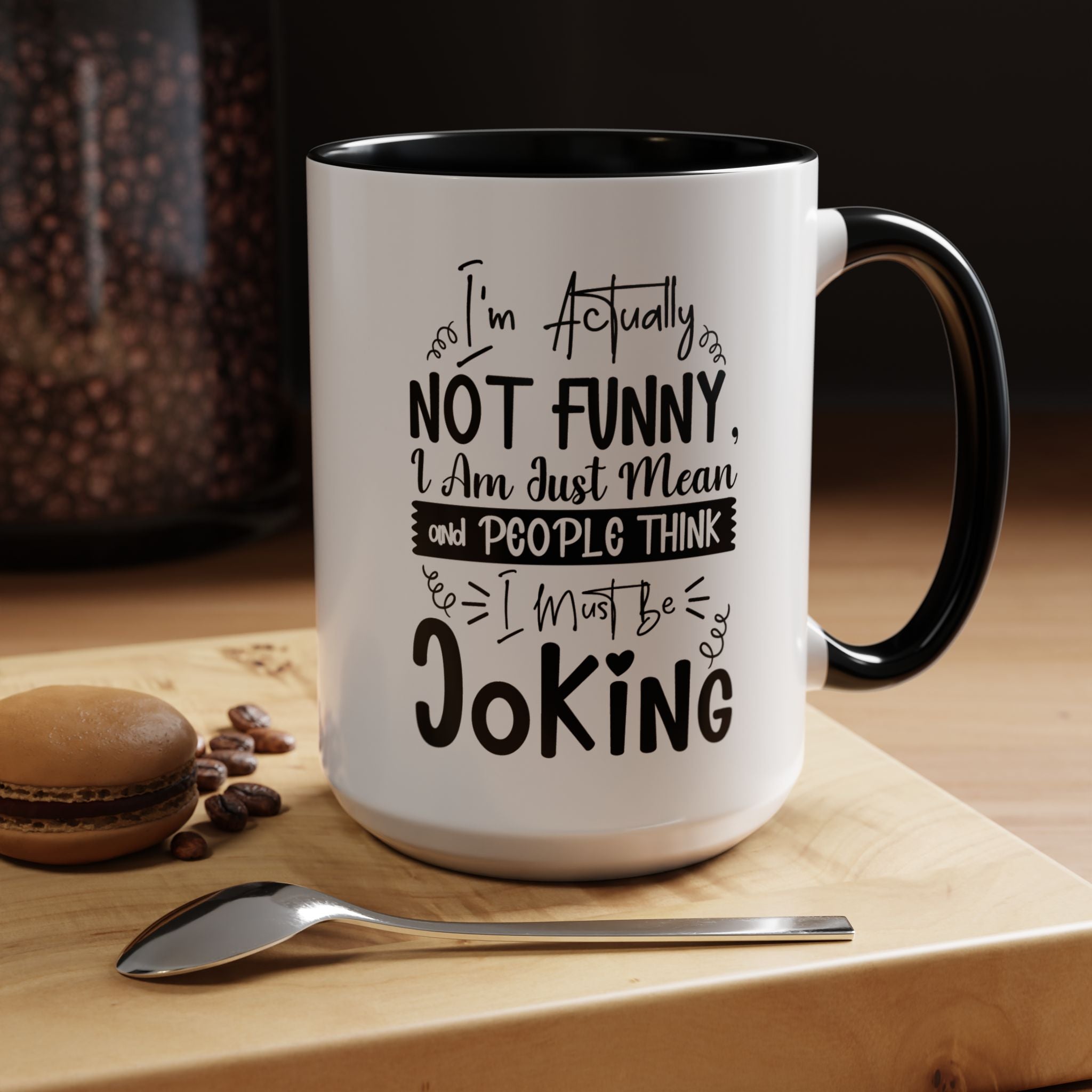 Funny Coffee Mug, Personalized Mug, I'm actually not funny Accent Cup (11, 15oz), Gift Under 20, White Elephant gift, Sarcastic Cup