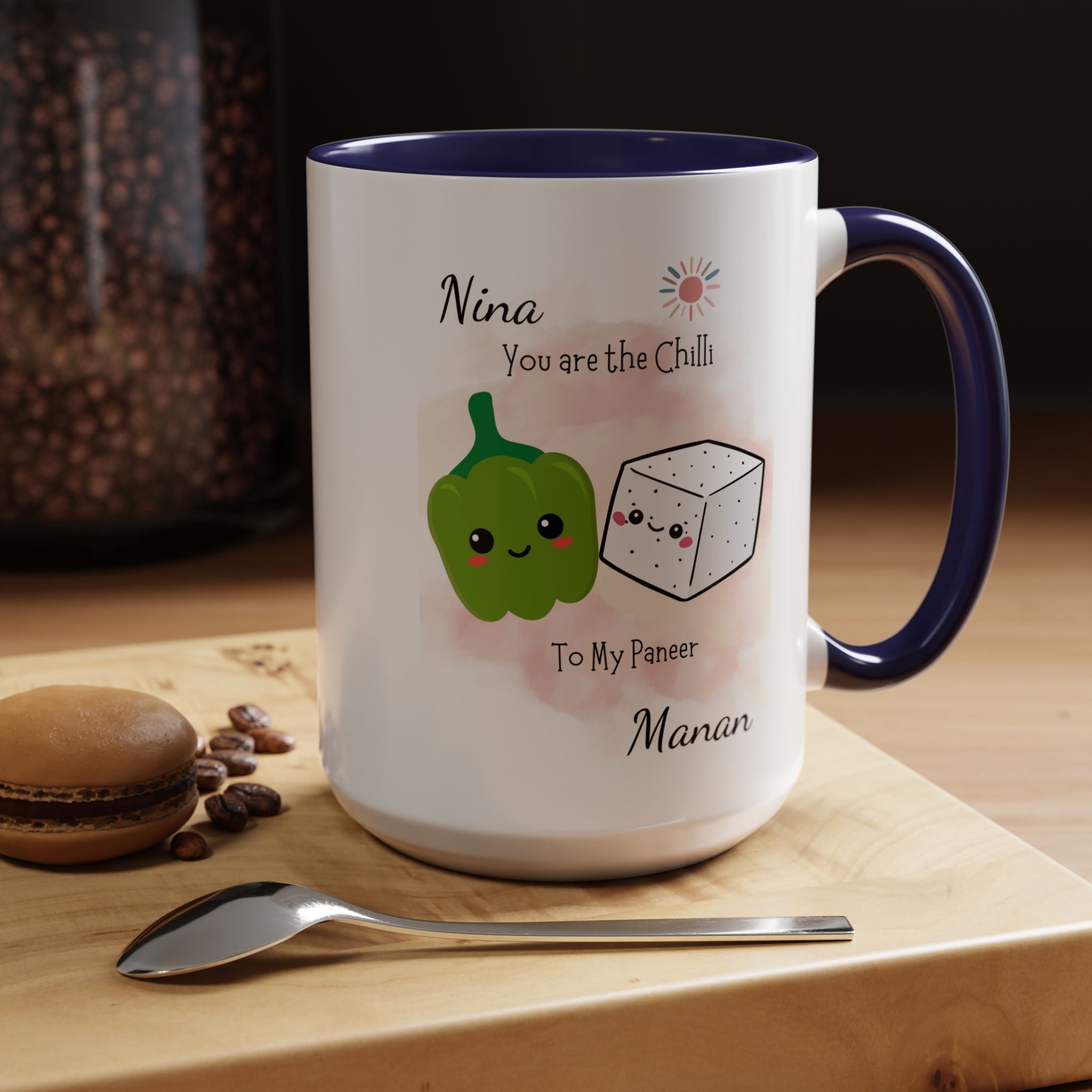 Funny Coffee Mug, Personalized Mug, You Are Chili To My Paneer Couple Accent Cup 11/15oz, Anniversary, Valentines, Wedding, Romantic Him her
