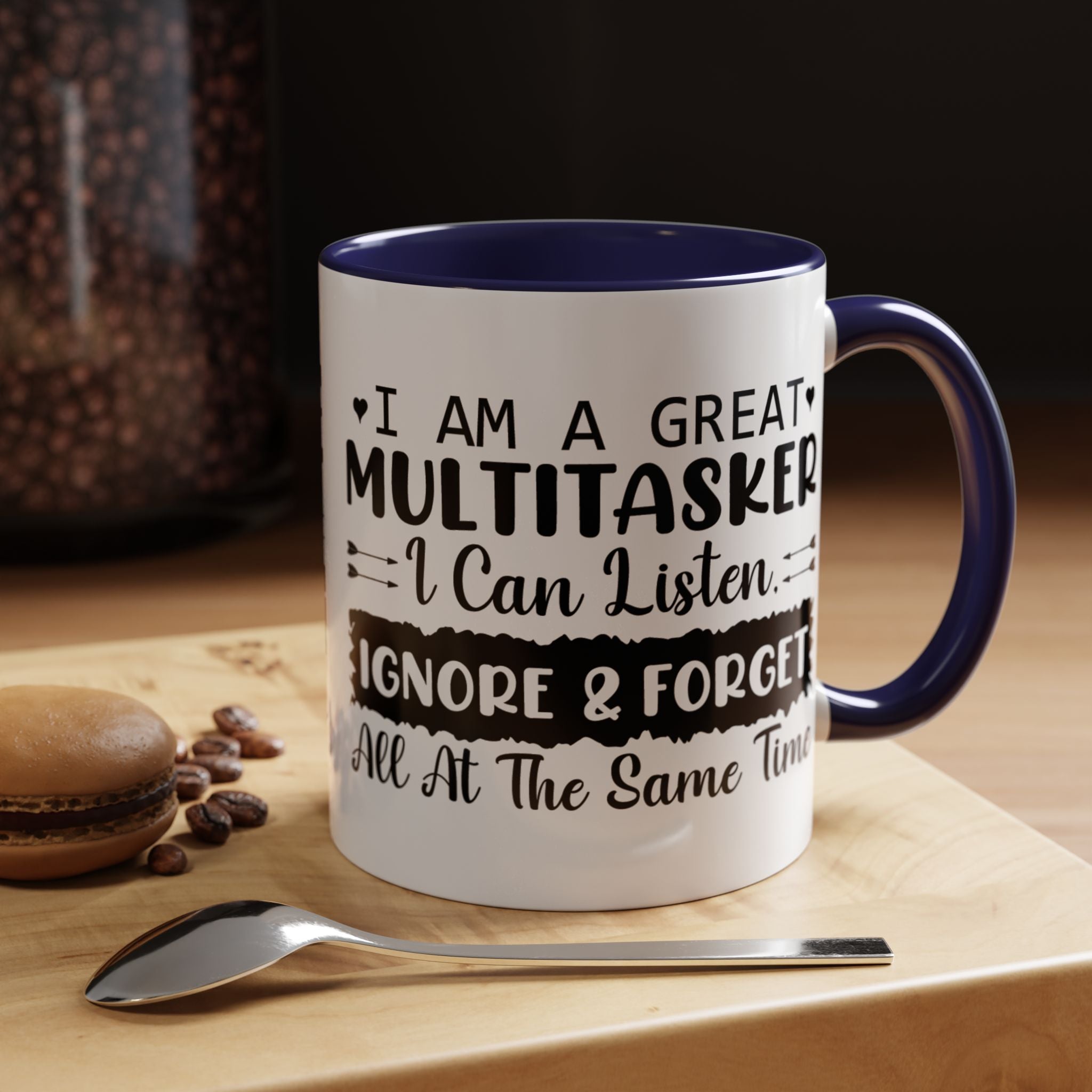 Funny Coffee Mug, Personalized Mug, I am A Great Multitasker , Accent Cup (11, 15oz), Gift Under 20, White Elephant gift