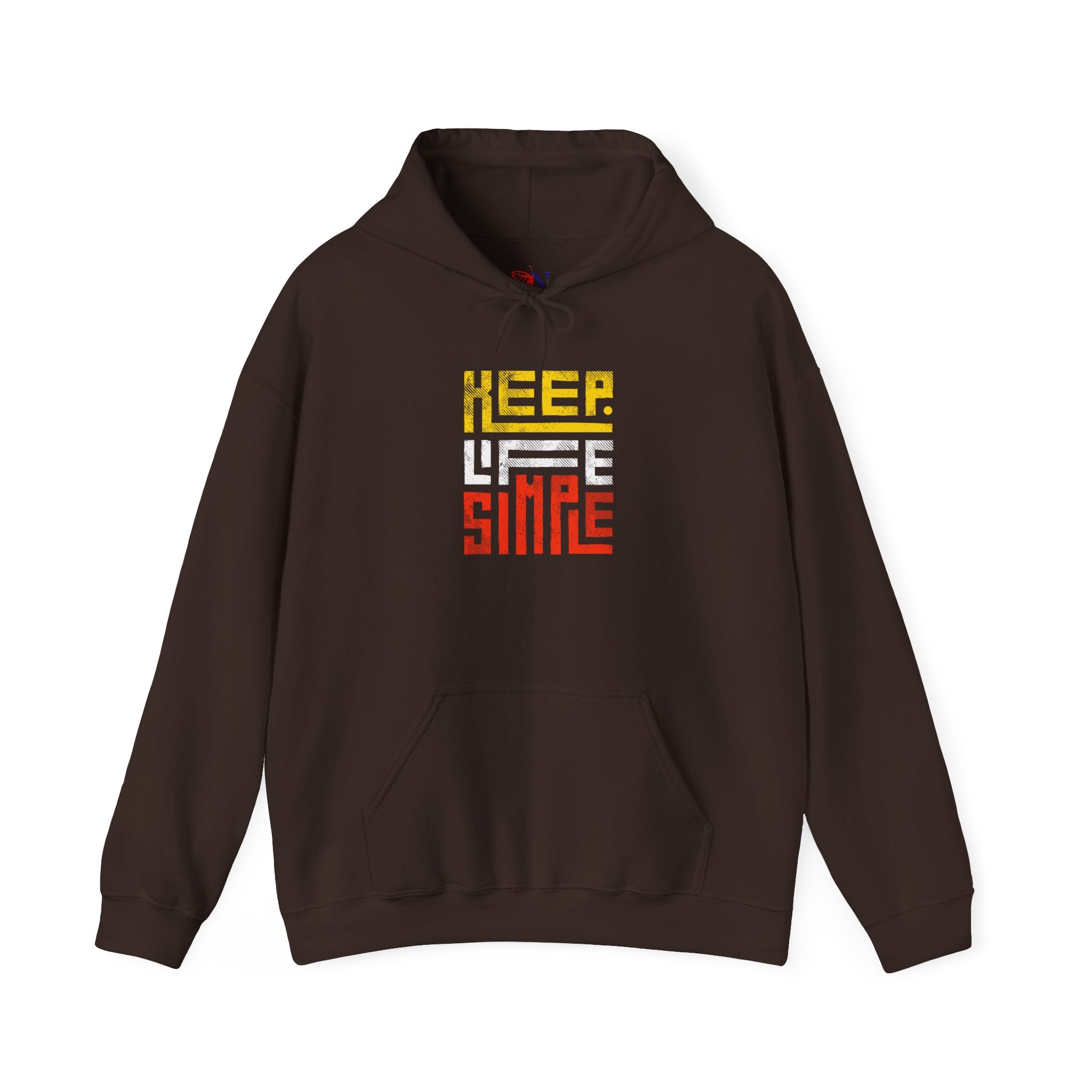 Keep Life Simple Hoodie — Retro Block Text White Pullover