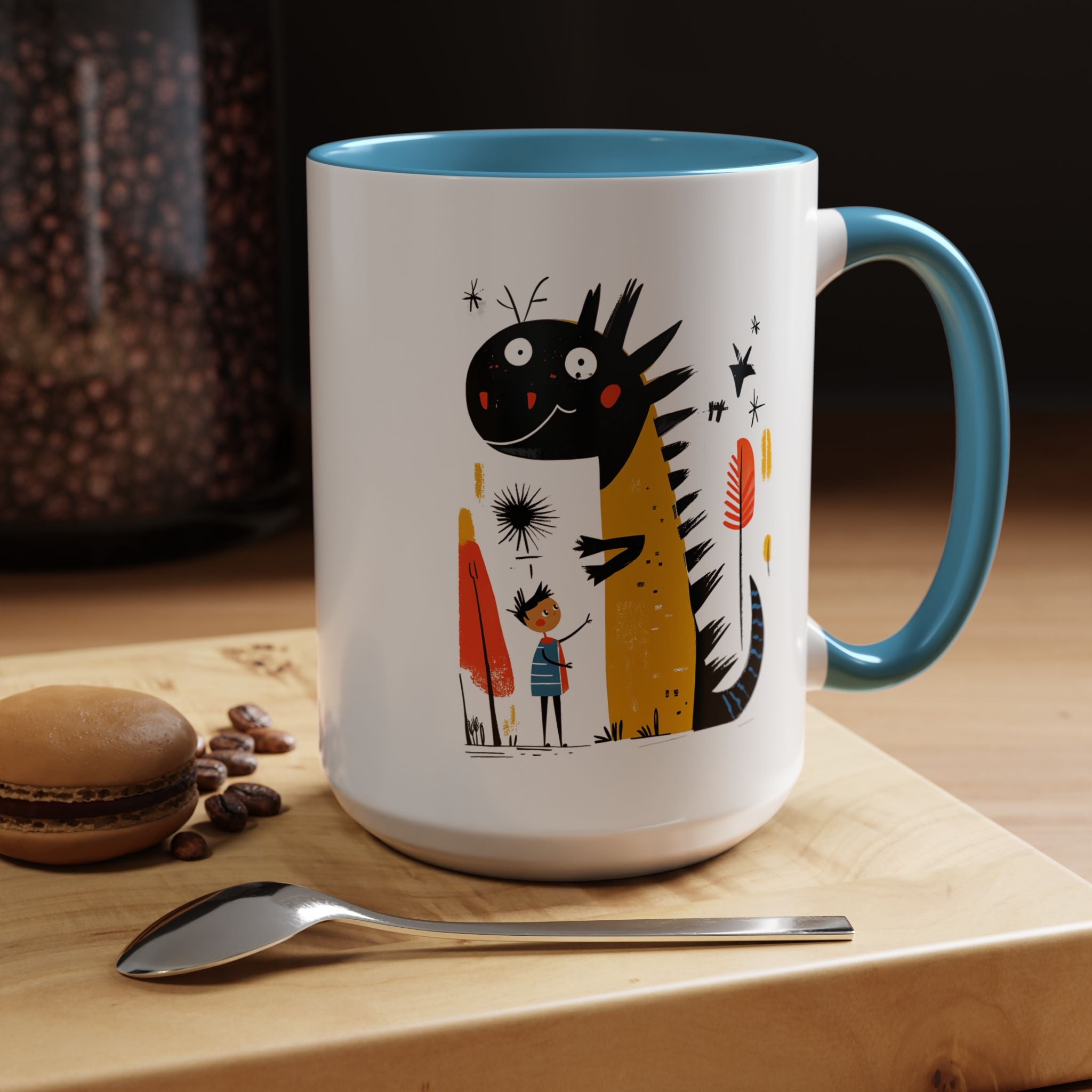 Funny Coffee Mug, Personalized Mug, My Dragon and I Accent Cup (11, 15oz), Gift Under 20, White Elephant gift