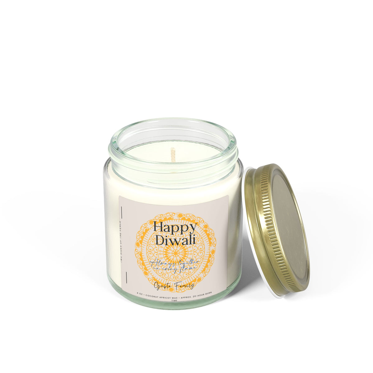 Personalized Diwali Candle – Always Together in Every Flame, Custom Family Name, 4 oz or 9 oz
