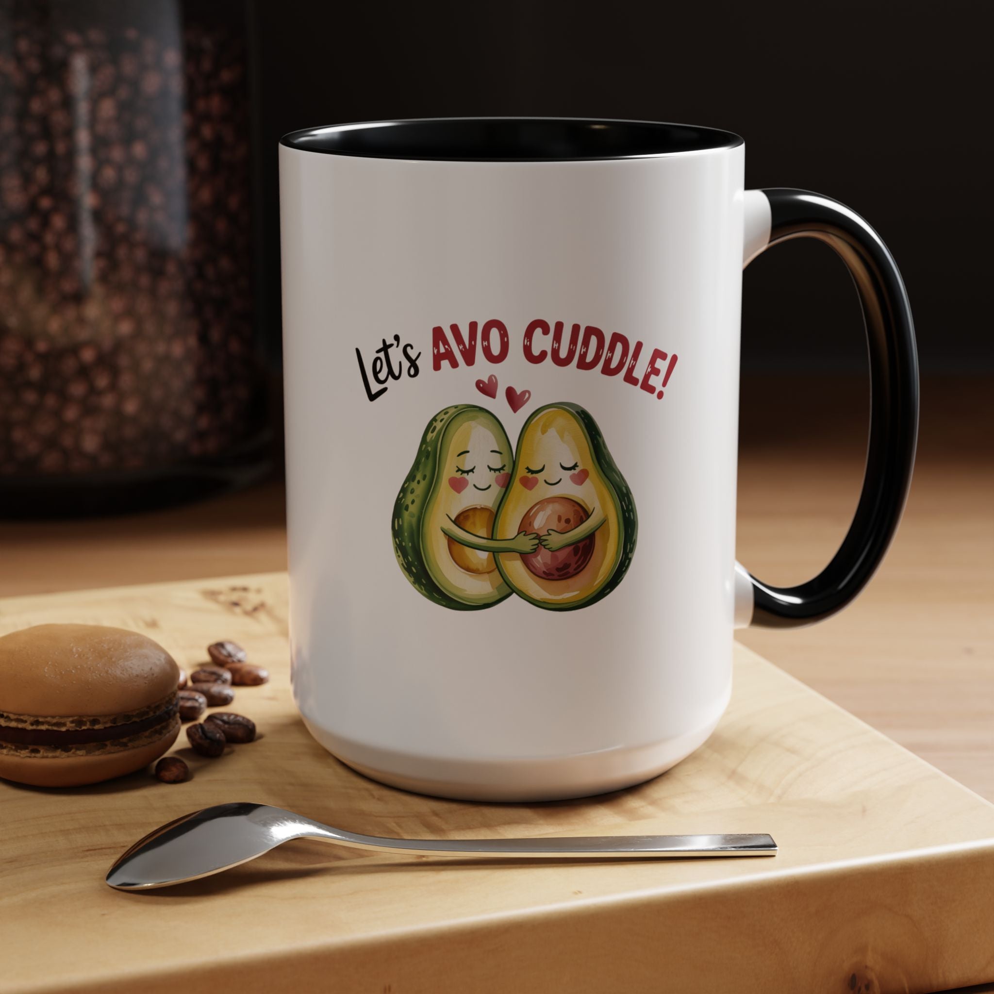 Let's Avo Cuddle Avocado Mug Lifestyle Mockup | Nutty Designs