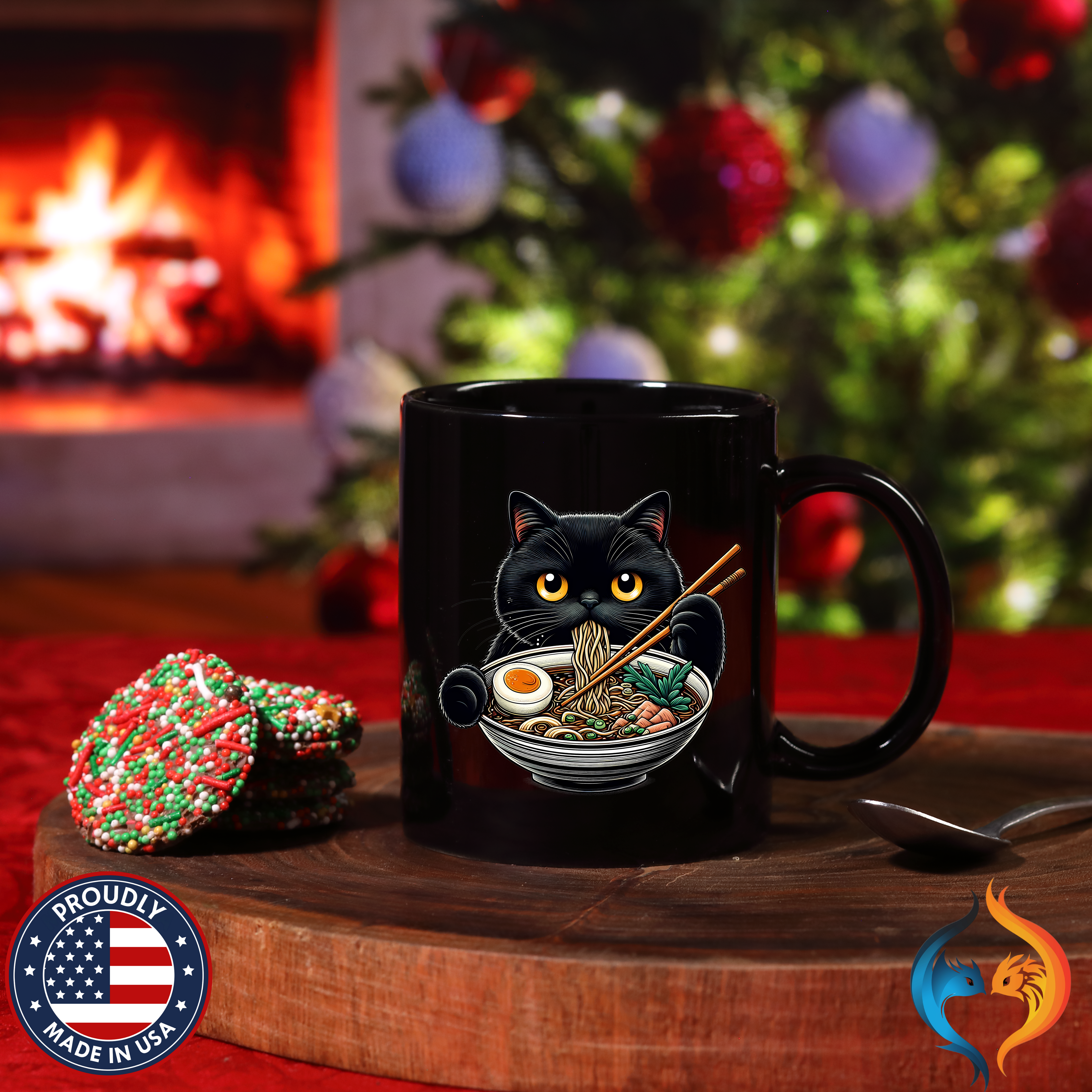 Raman Kitty Mug Lifestyle Mockup | Nutty Designs