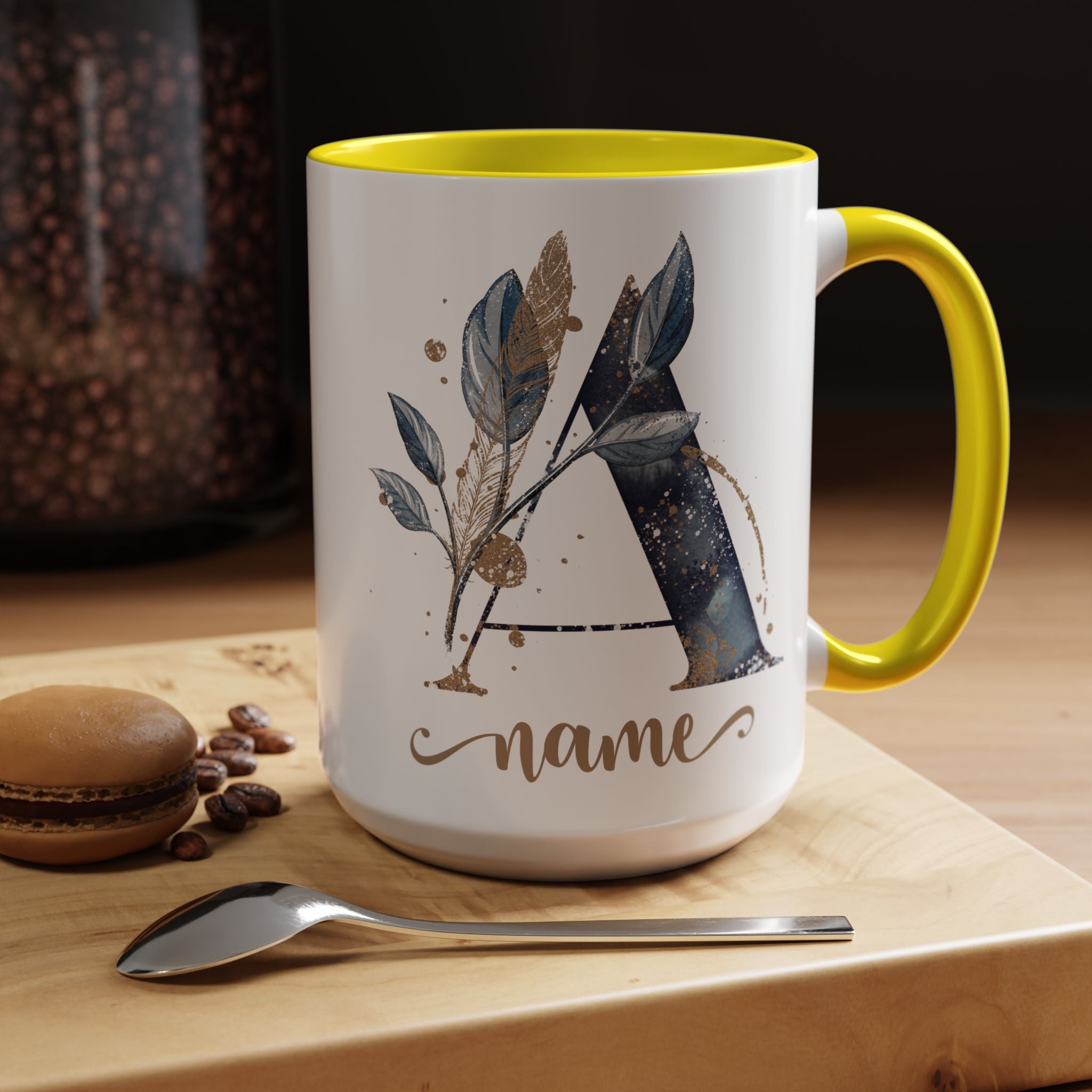 Personalized Floral Initial Coffee Mug for her, Custom Name Mug, Wedding Favor, Unique Home Décor Coffee Cup, Girlfriend Gift, Monogram Mug