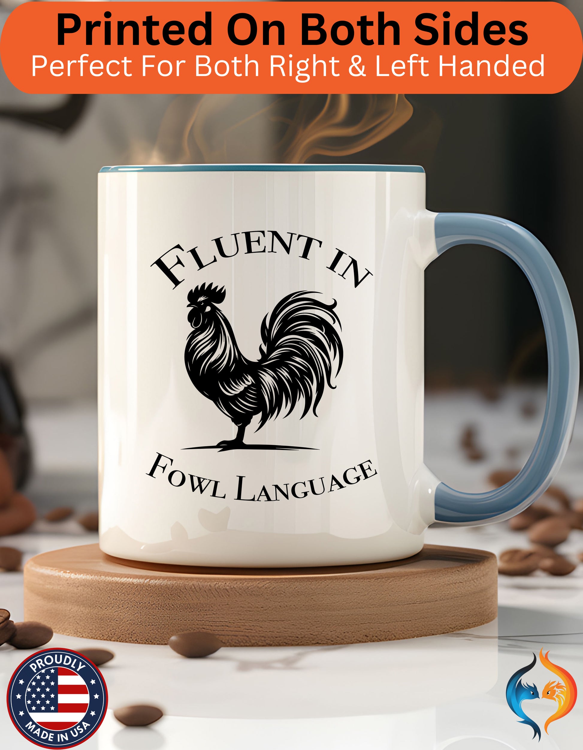 Fluent In Fowl Language Mug Lifestyle Mockup | Nutty Designs