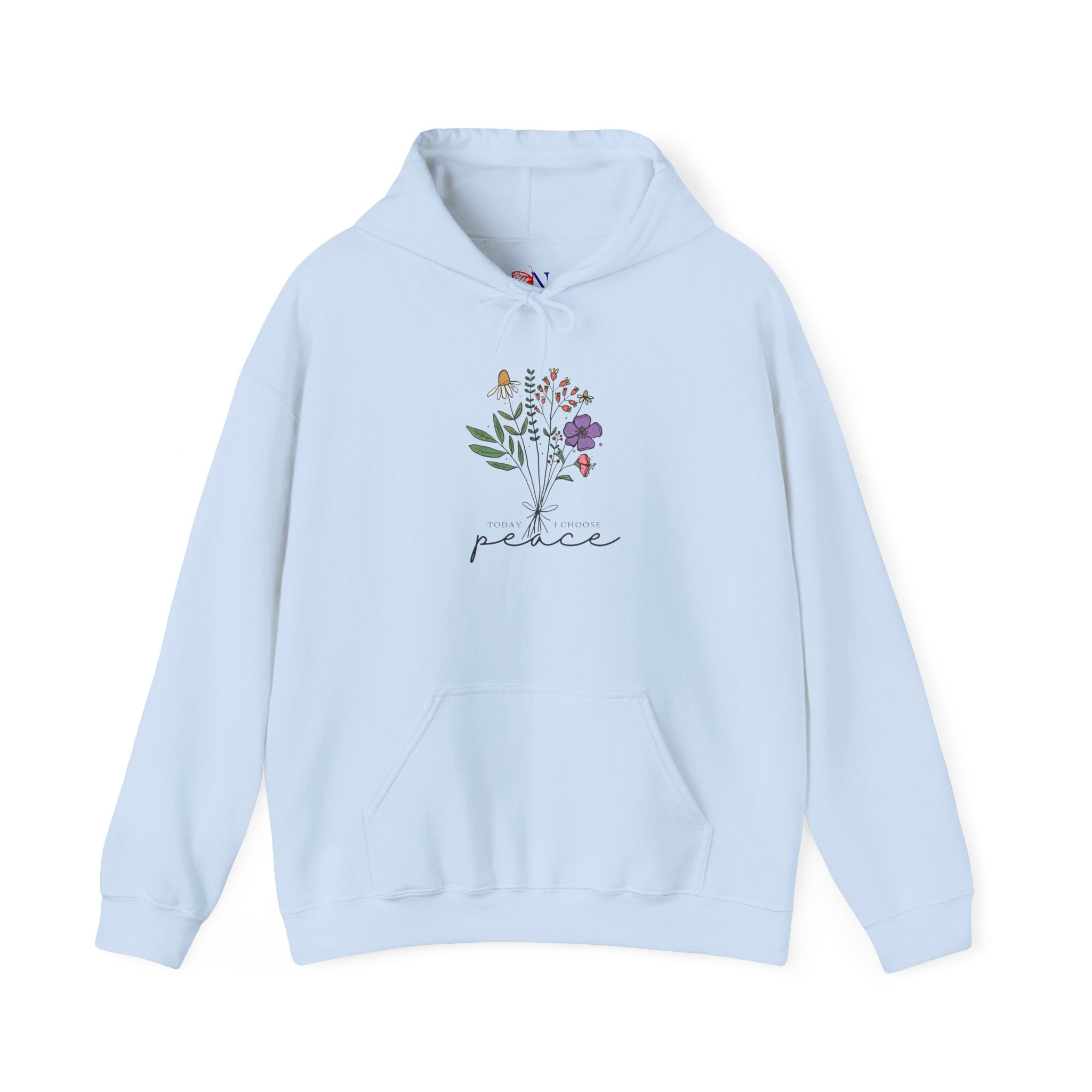 Peace Floral Hoodie — Minimal Botanical Graphic Hooded Sweatshirt