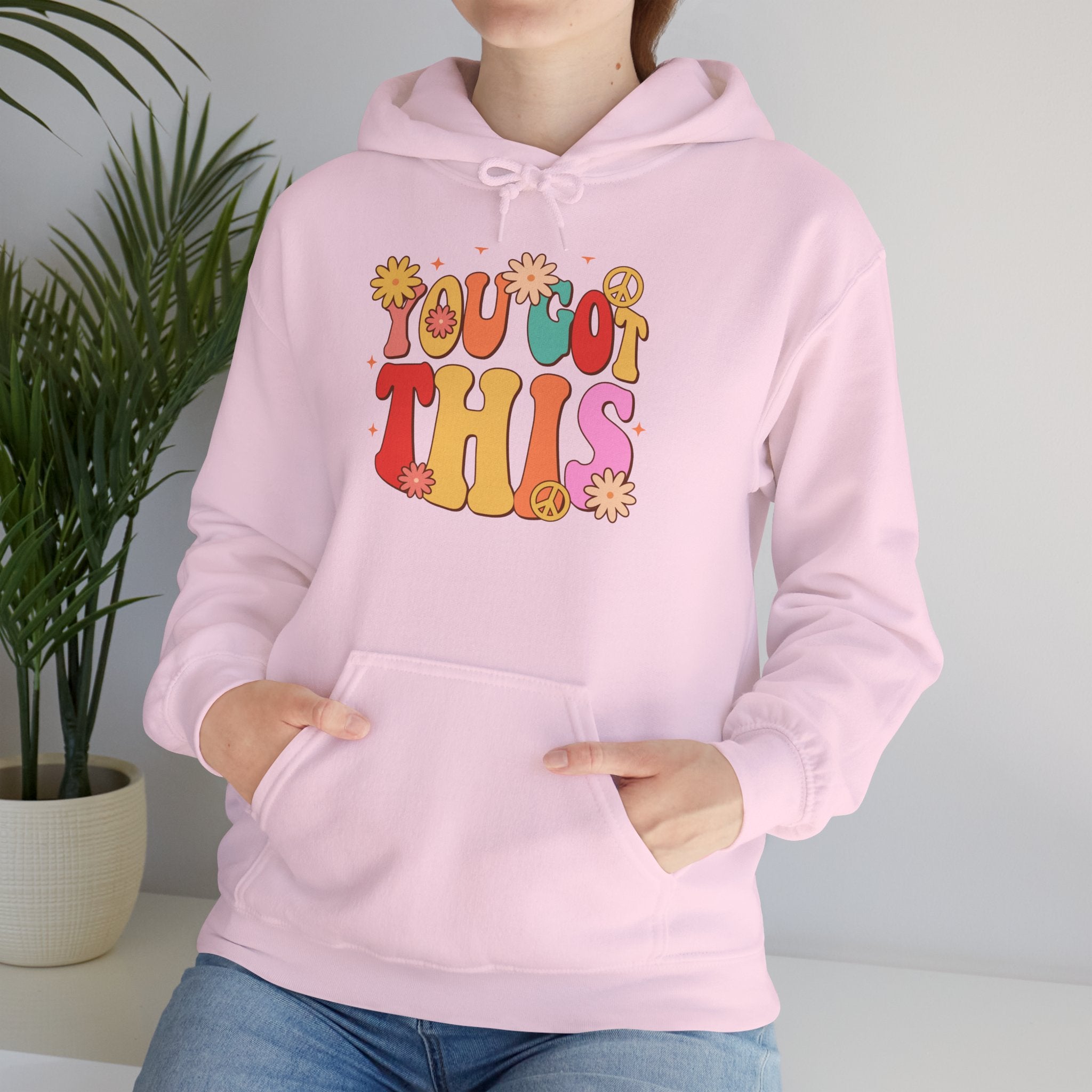 Hoodie - 'You Got This' Retro Flower Power Graphic Pullover