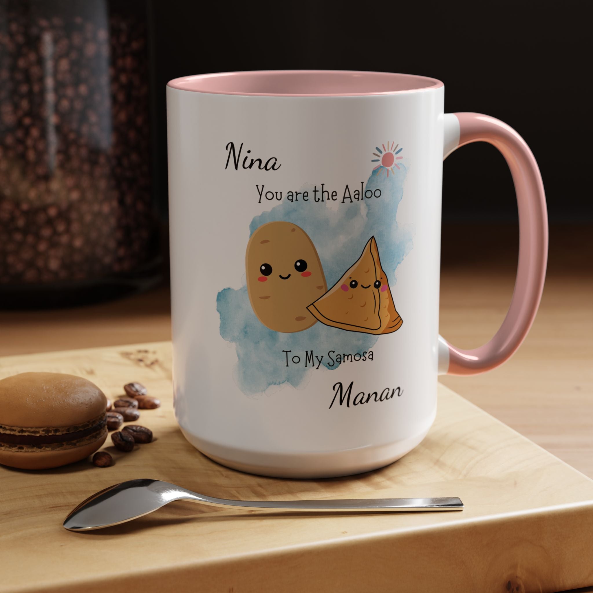 Funny Coffee Mug, Personalized Mug, You Are Aaloo To My Samosa Accent Cup 11/15oz, Anniversary, Wedding, Valentines, Romantic Gift Him her