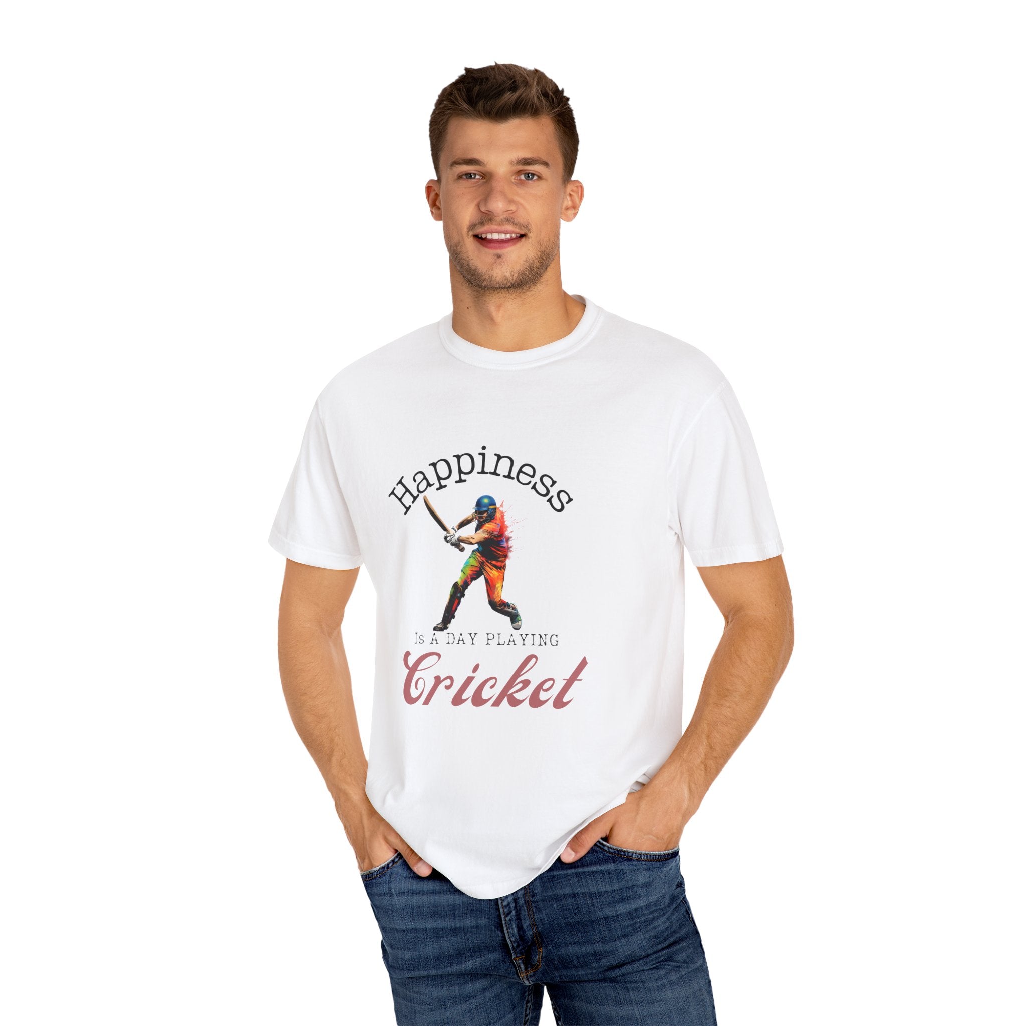 Happiness Is A Day Playing Cricket, unique desi style cricket lover gift tshirt, IPL/T20 world cup tees Unisex T-shirt