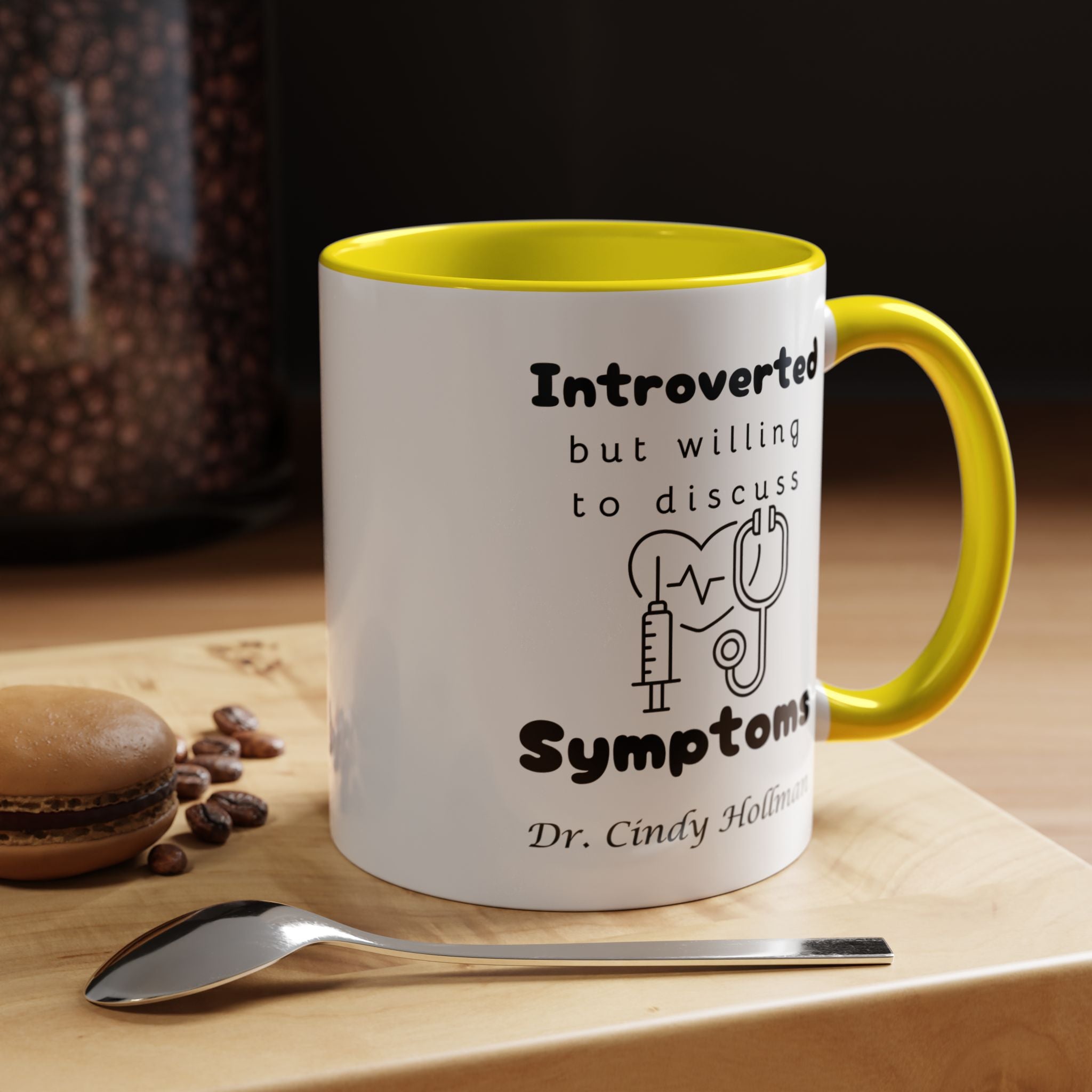 Funny Coffee Mug, Introverted But Willing To Discuss Symptoms Personalized Accent Coffee Mug (11 and 15oz)