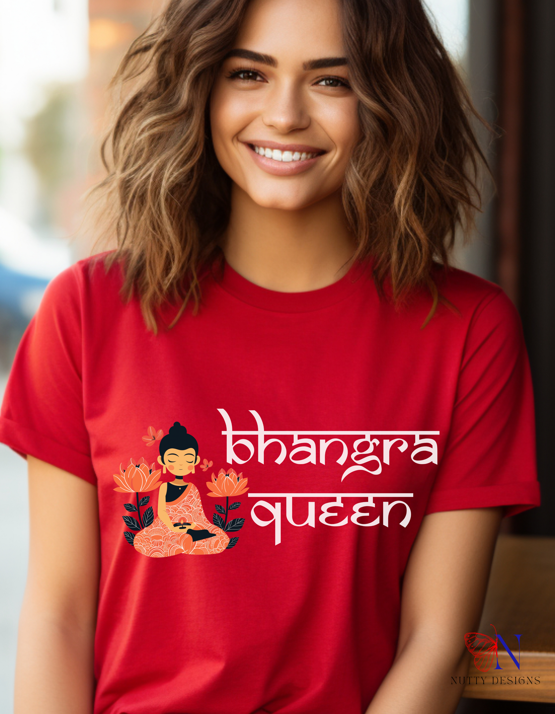Bhangra Queen pride slogan Swag T-Shirt Lifestyle Mockup | Nutty Designs