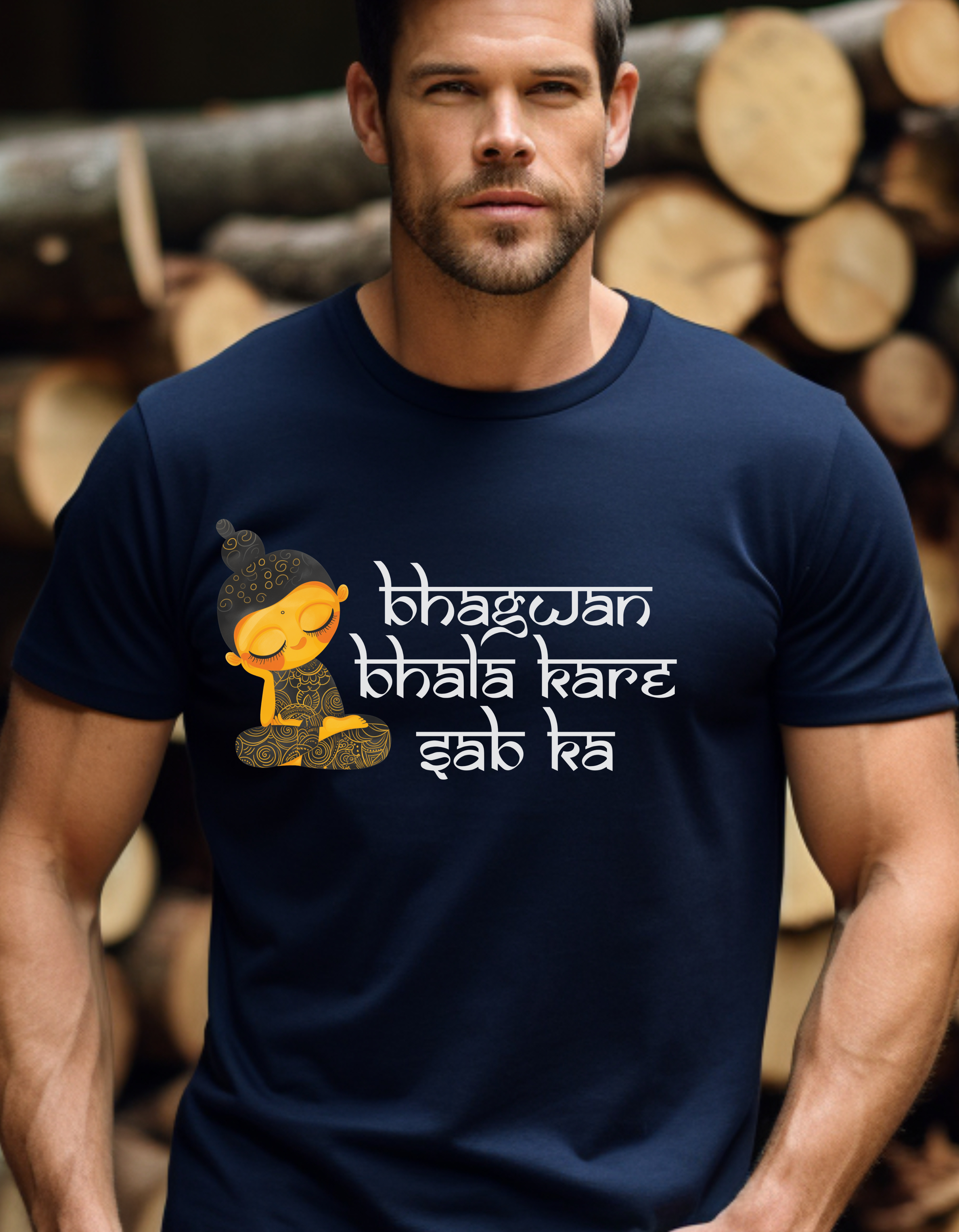 Bhagwan Bhala Kare Sab Ka Hindi Prayer Shirt T-Shirt Lifestyle Mockup | Nutty Designs