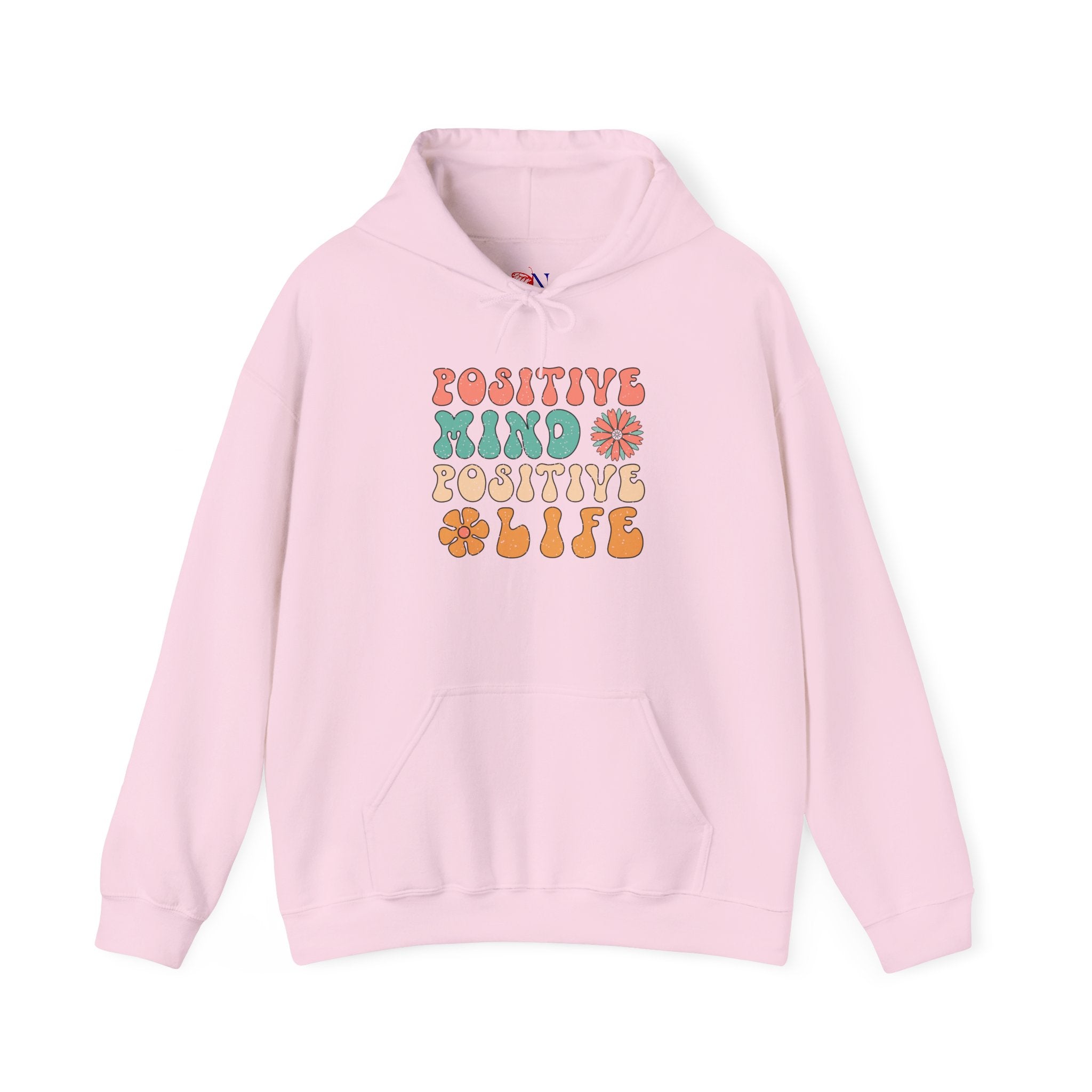 Positive Mind Positive Life Hoodie — Retro Flower Graphic Sweatshirt