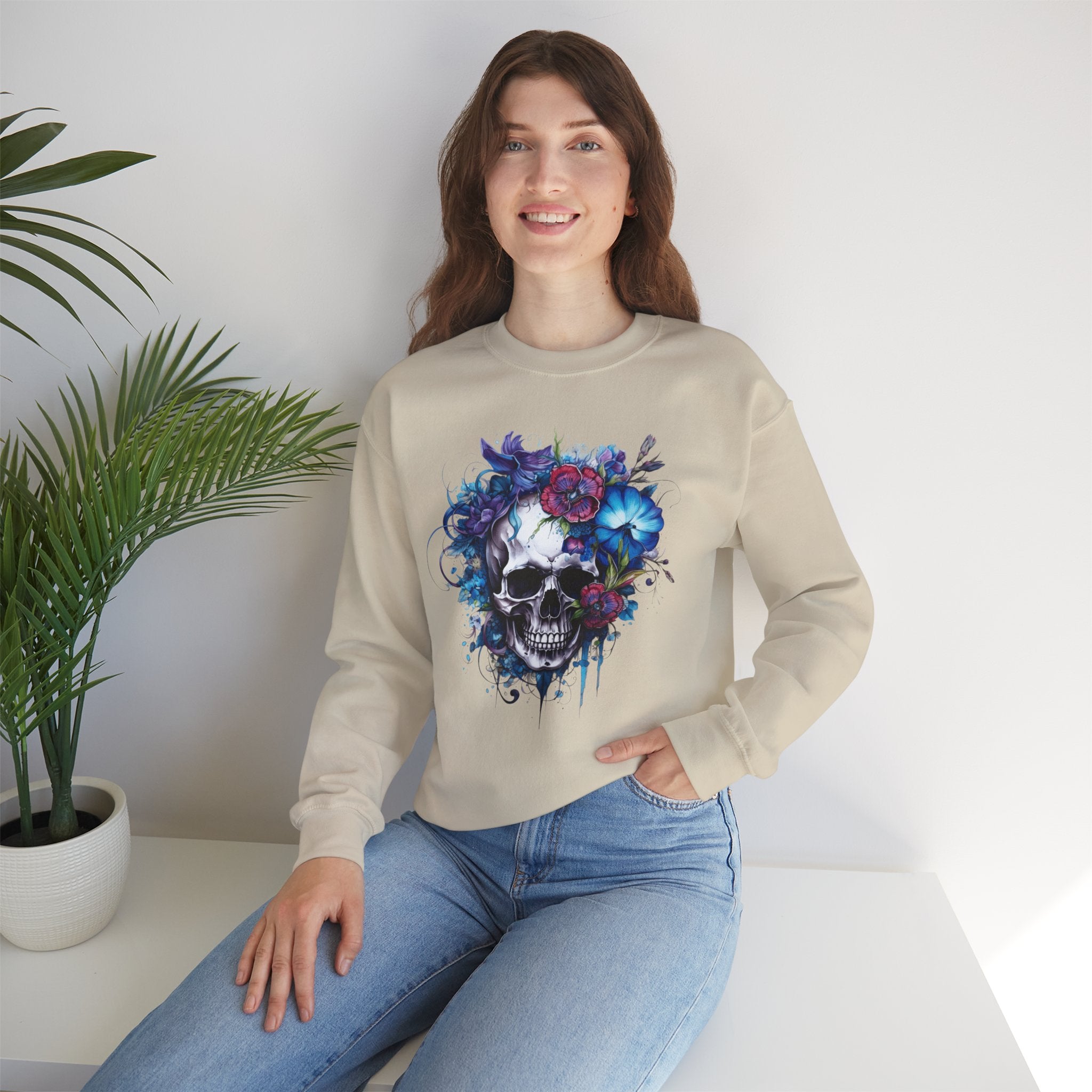 Skull Bloom, Halloween Themed Sweatshirt