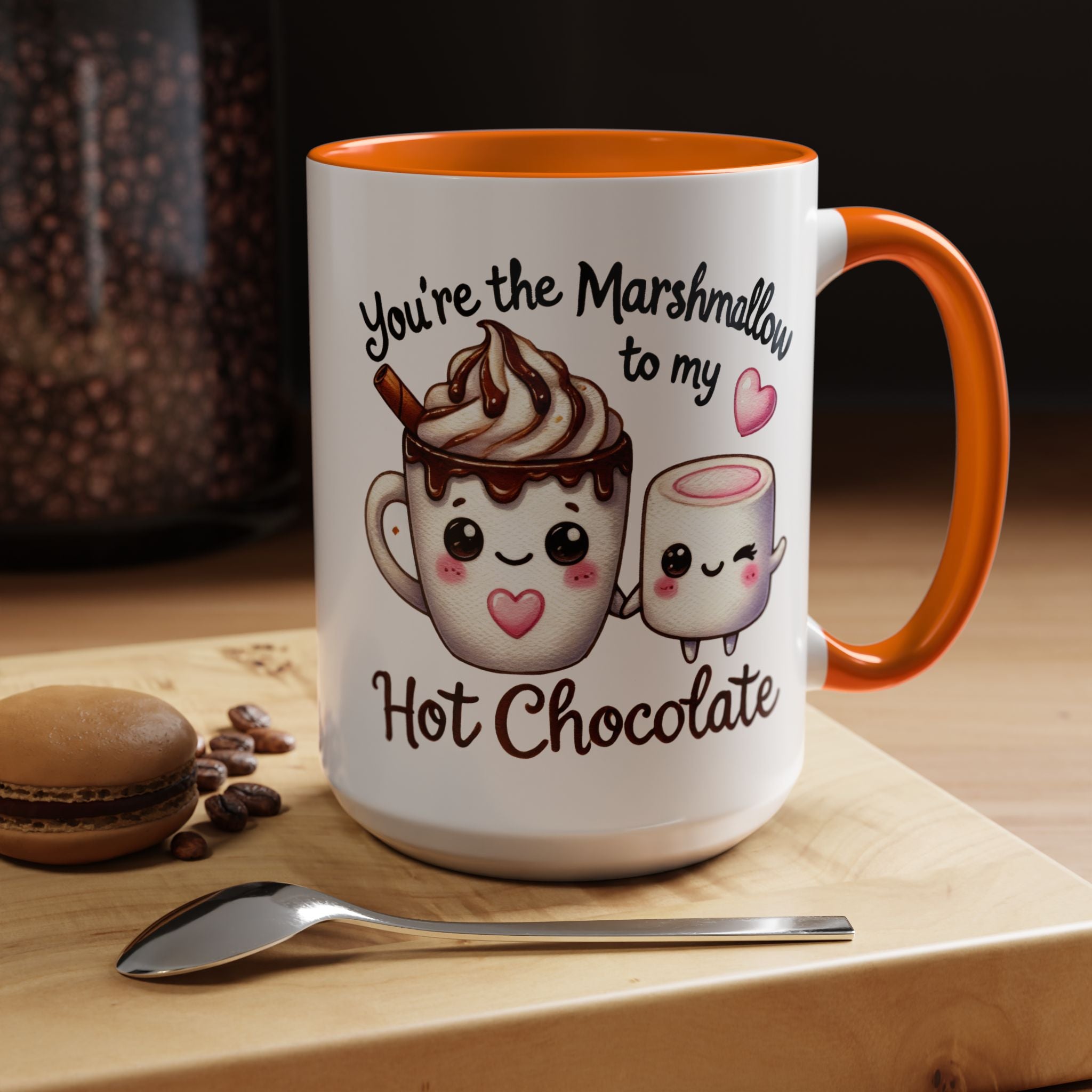 You Are The Marshmallow To My Chocolate Personalized Romantic Coffee Mug, Accent Cup, Anniversary Wedding Valentines Gift For Spouse, BF, GF
