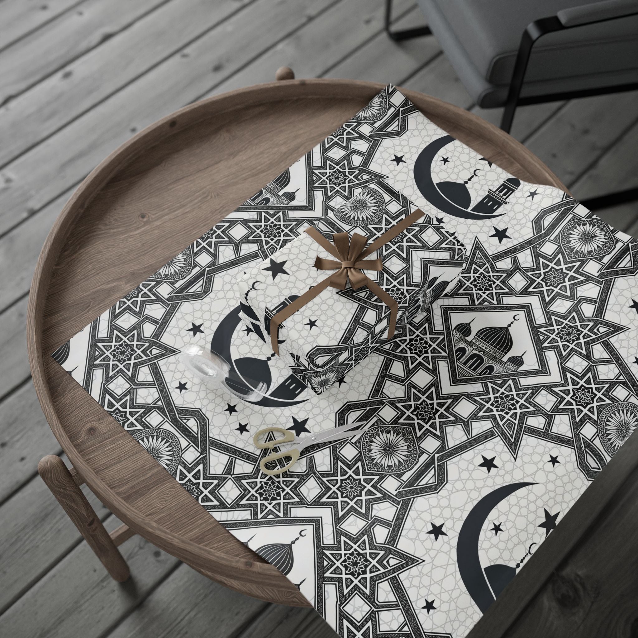 Ramadan Wrap Paper - Islamic Gift Wrap With Nights Mosque, Moon and Stars Design