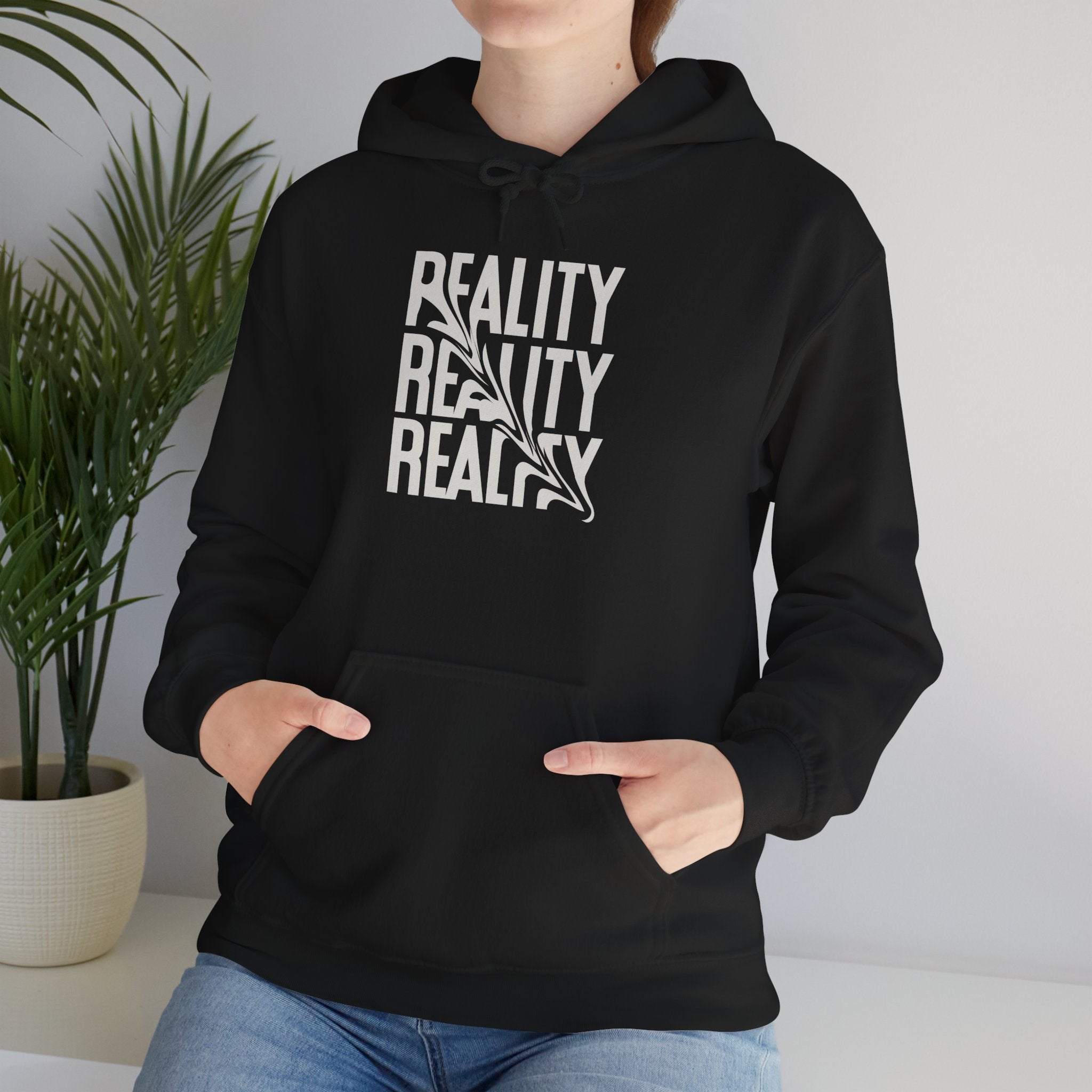 Reality Repeat Hoodie – Graphic Text Streetwear Pullover
