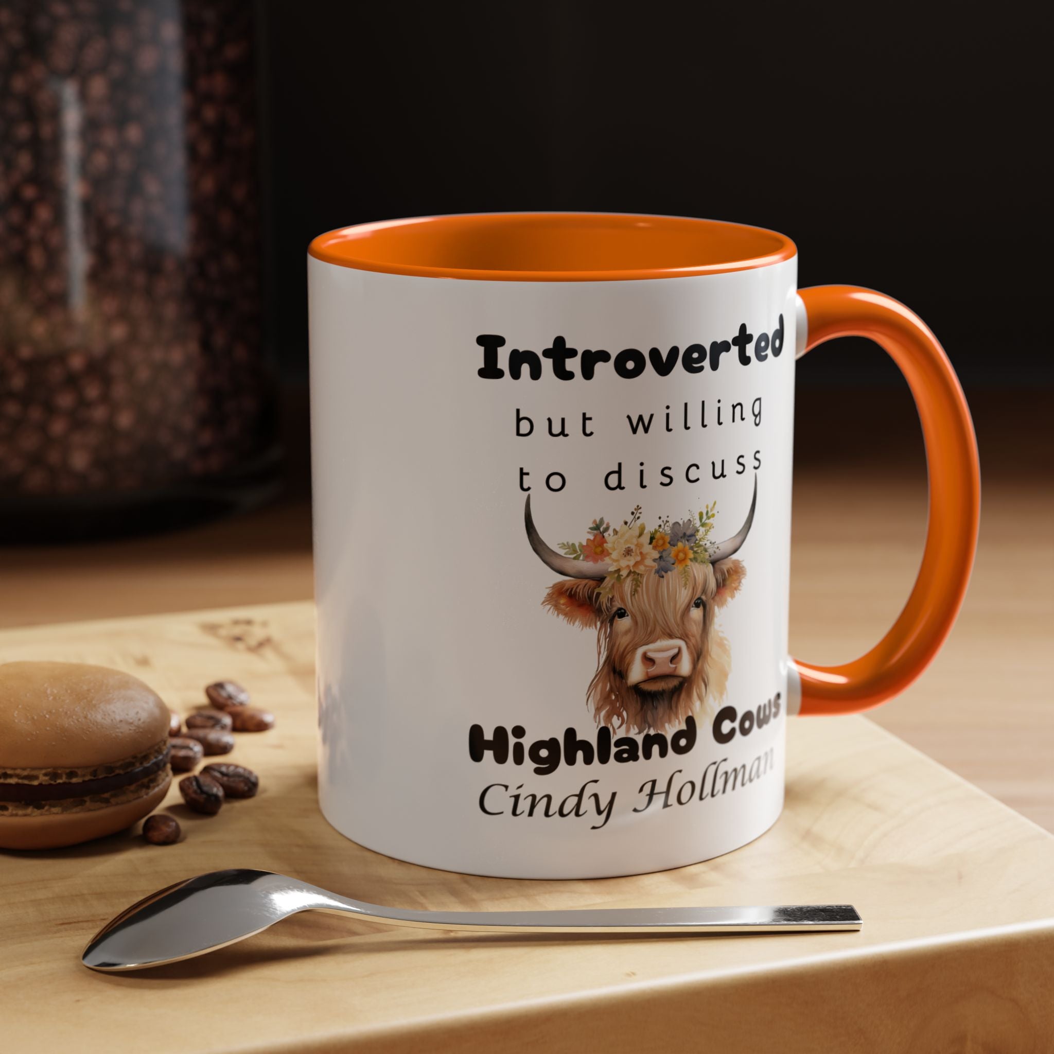 Funny Introverted Highland Cow Accent Coffee Mug (11, 15oz)