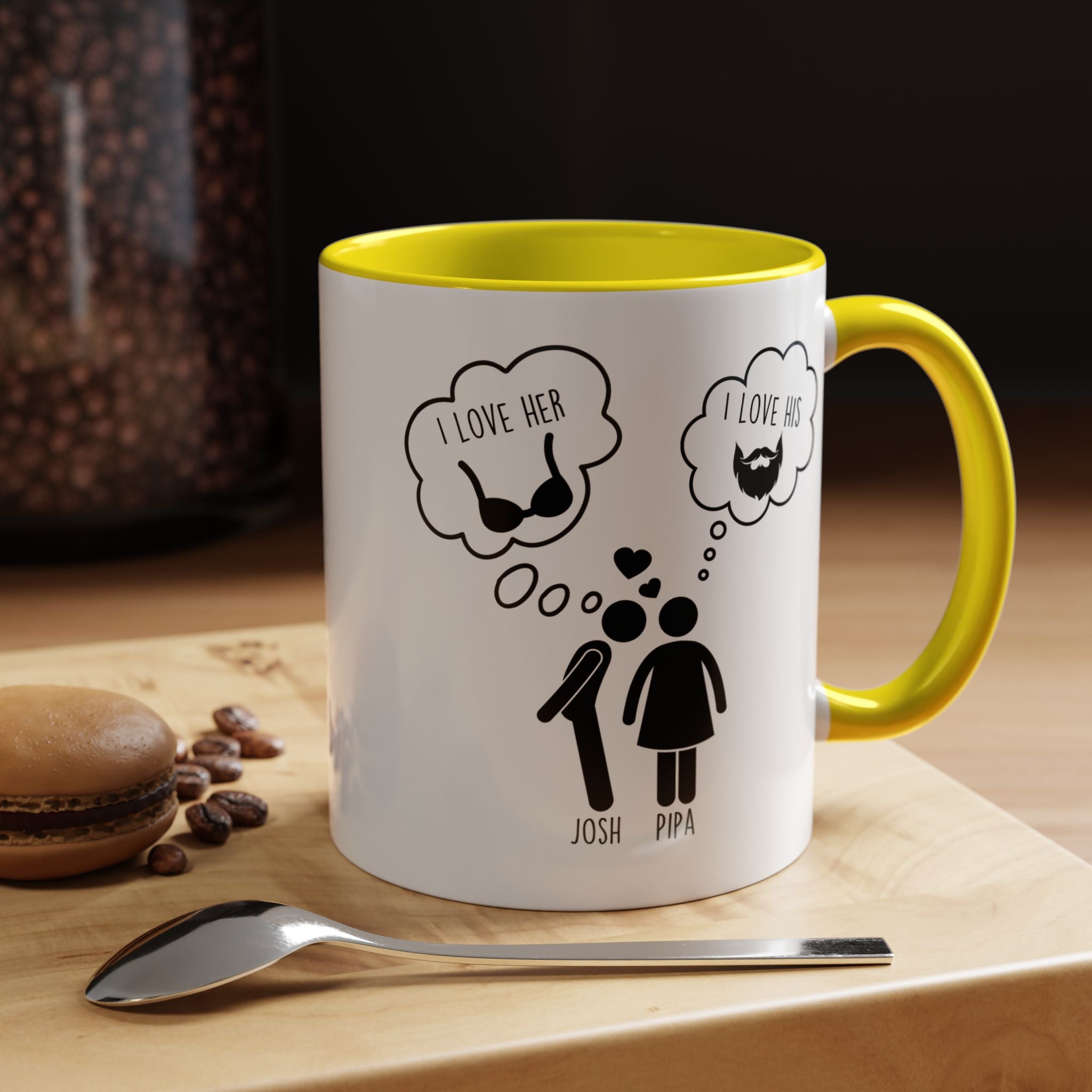 Love His Beard Love Her Boobs Personalized Romantic Dirty Valentine Gift Mug,  Accent Cup 11/15oz, Anniversary  Custom Couple V-Day Gift