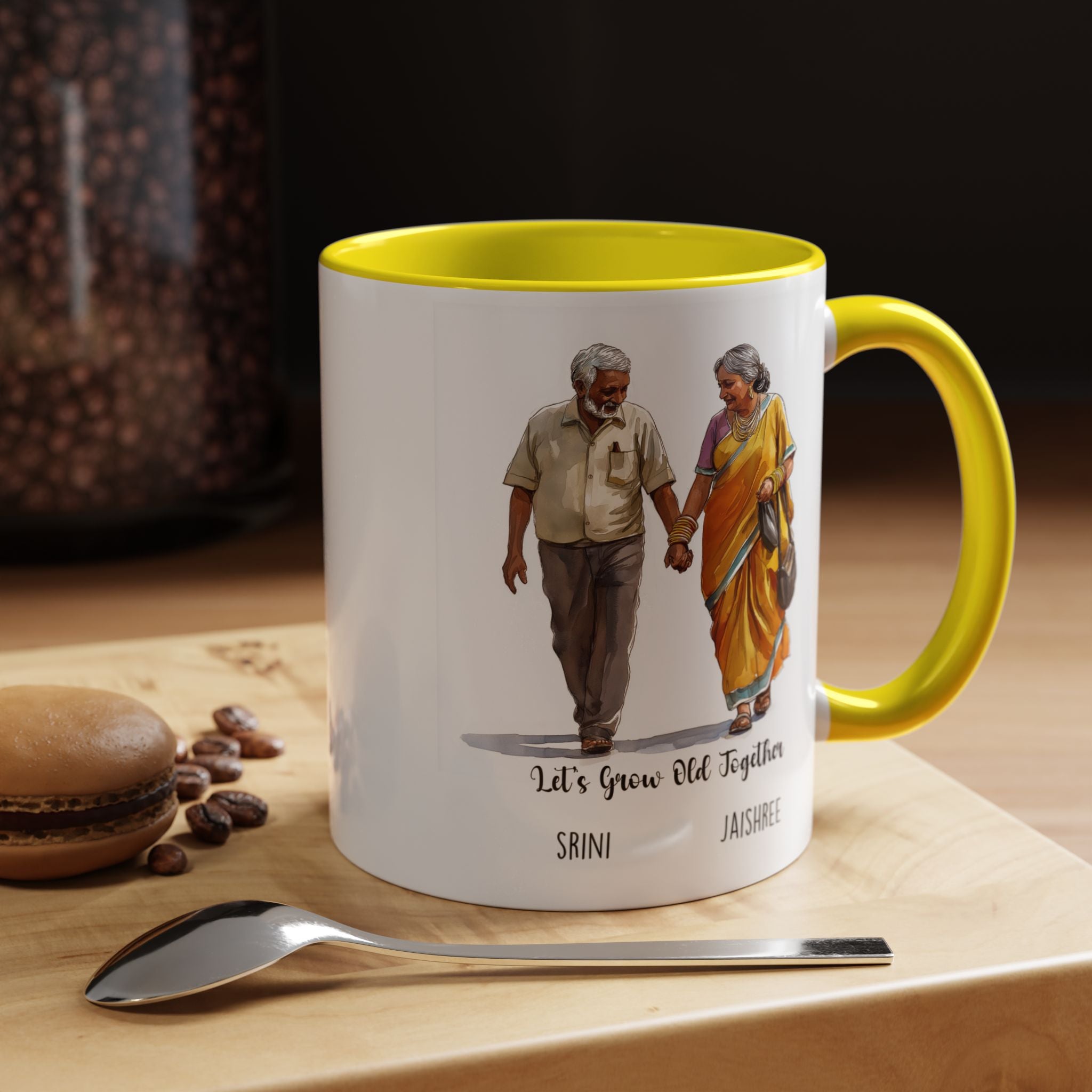 Funny Coffee Mug, Personalized Mug, Let's Grow Old Together South Indian Couple Cup 11/15oz, Anniversary Valentines Wedding Romantic Him her