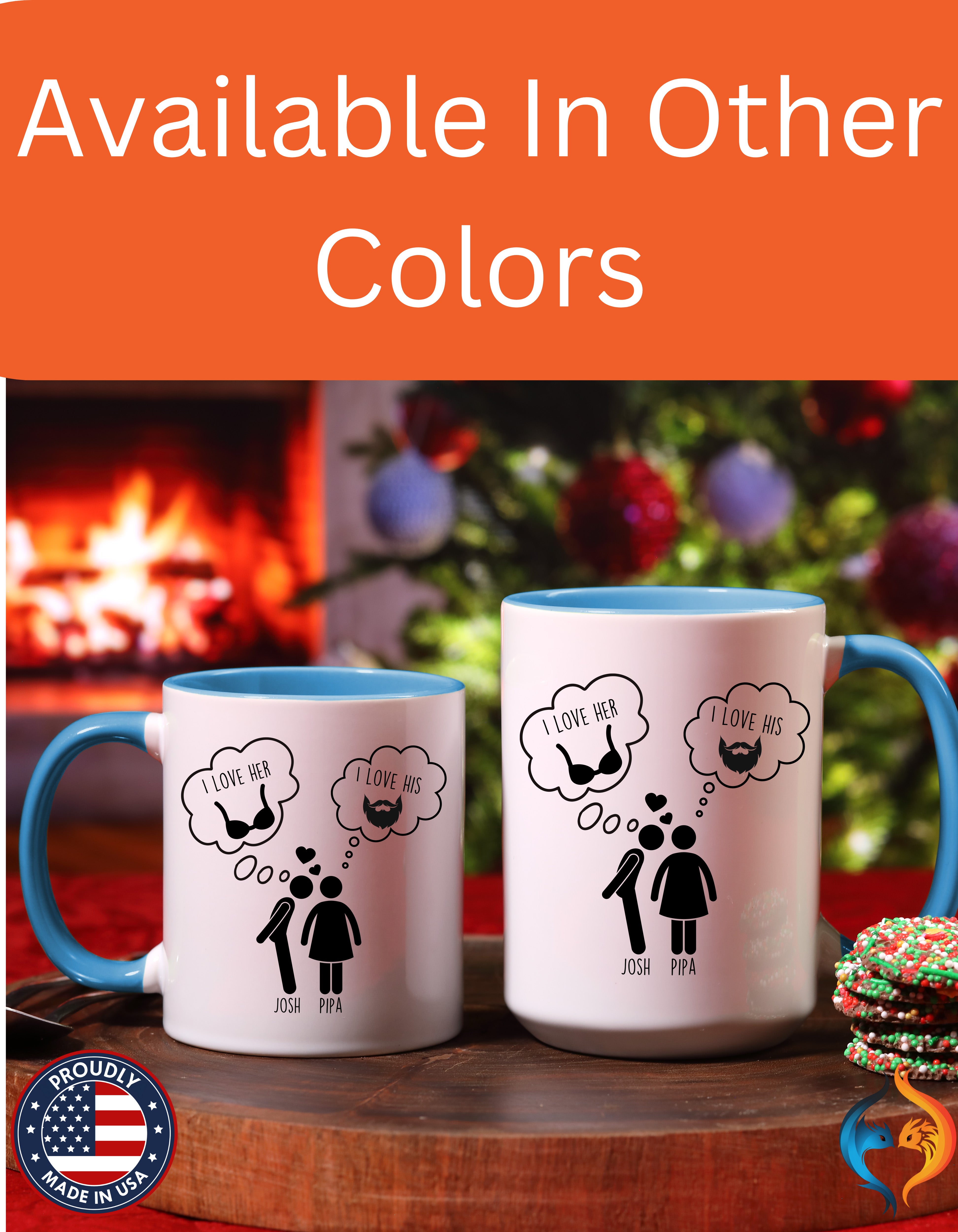 Personalized valentine gift mug, Love His Beard Love Her Boobs cup