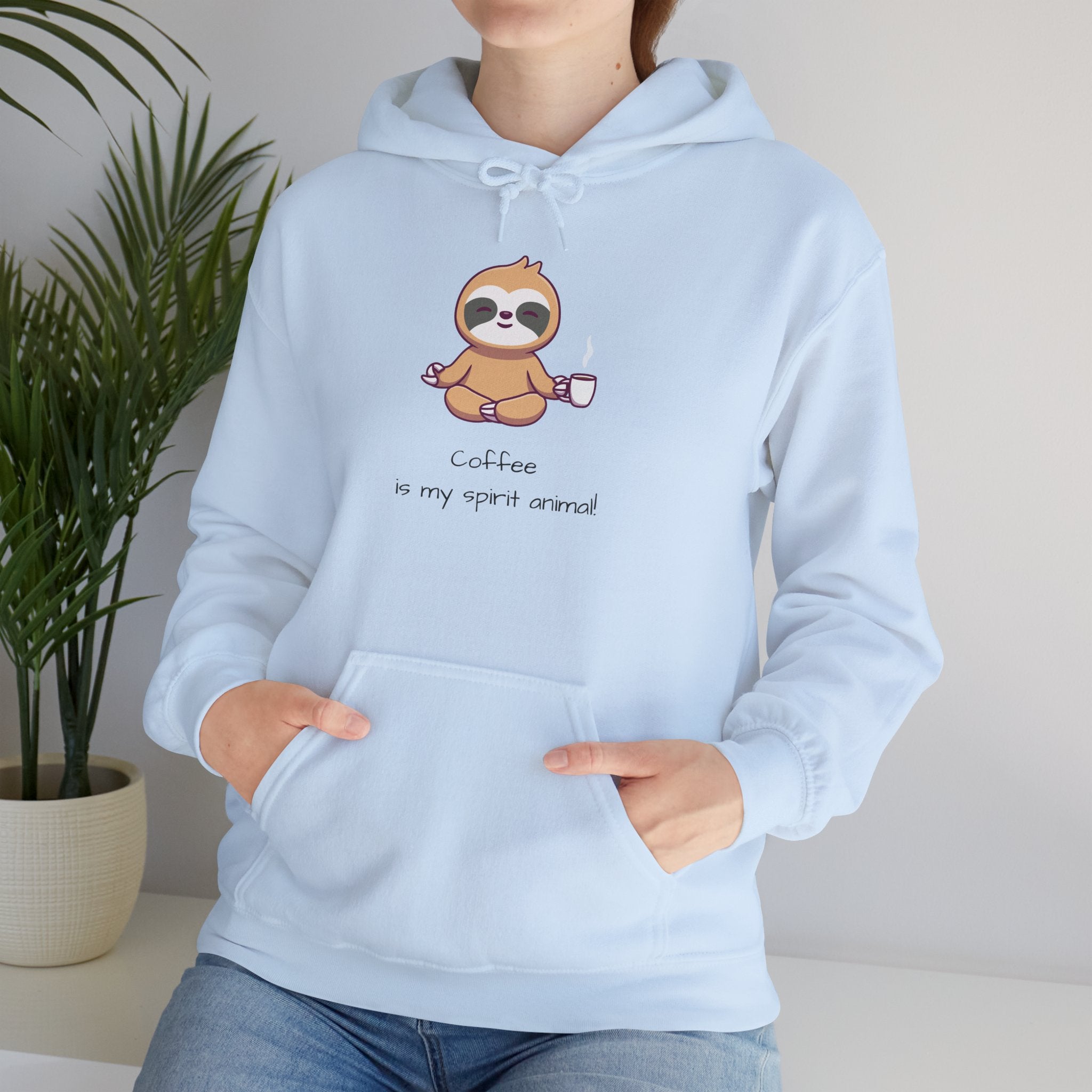 Sloth Coffee Hoodie — "Coffee is my spirit animal" Cute Cozy Pullover