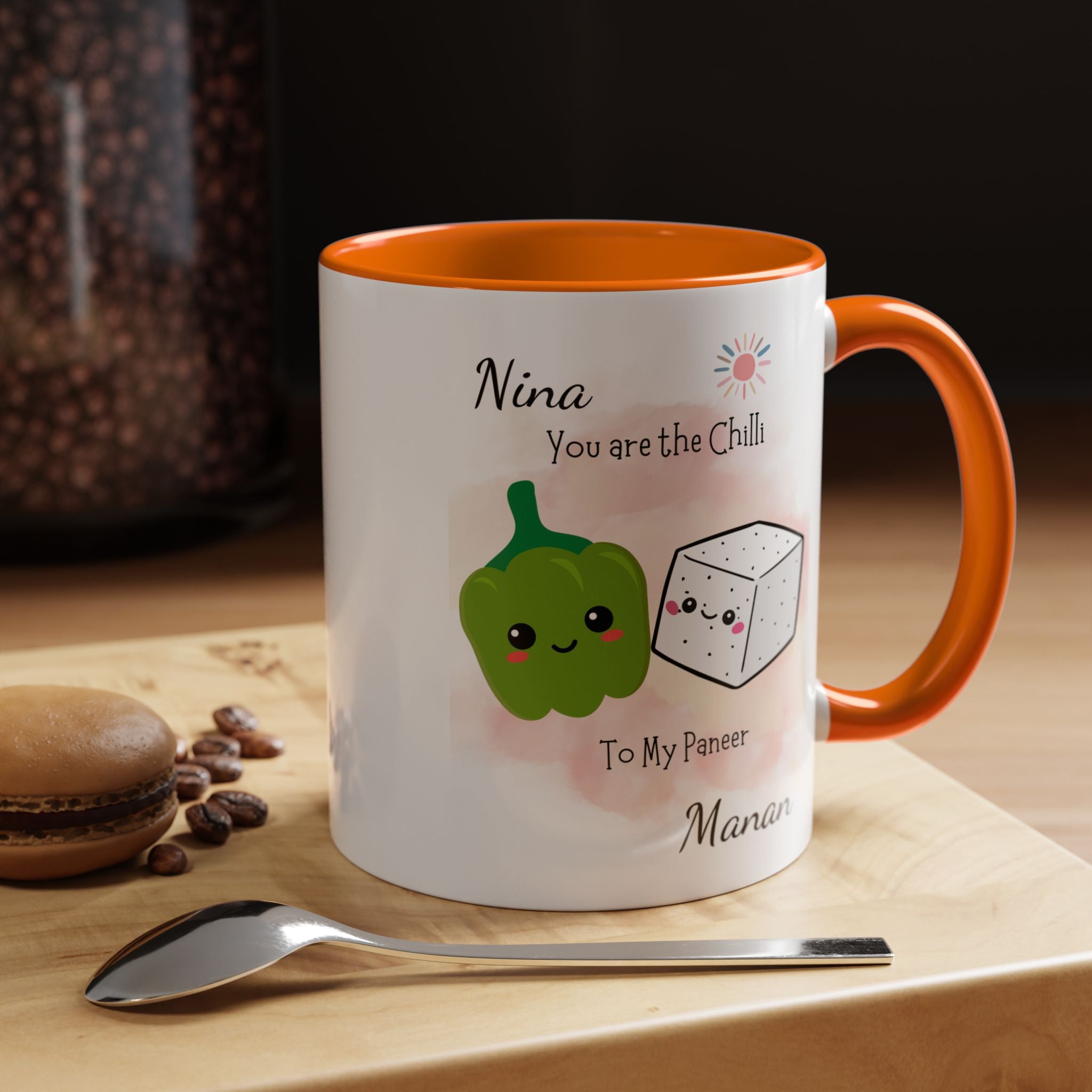 Funny Coffee Mug, Personalized Mug, You Are Chili To My Paneer Couple Accent Cup 11/15oz, Anniversary, Valentines, Wedding, Romantic Him her