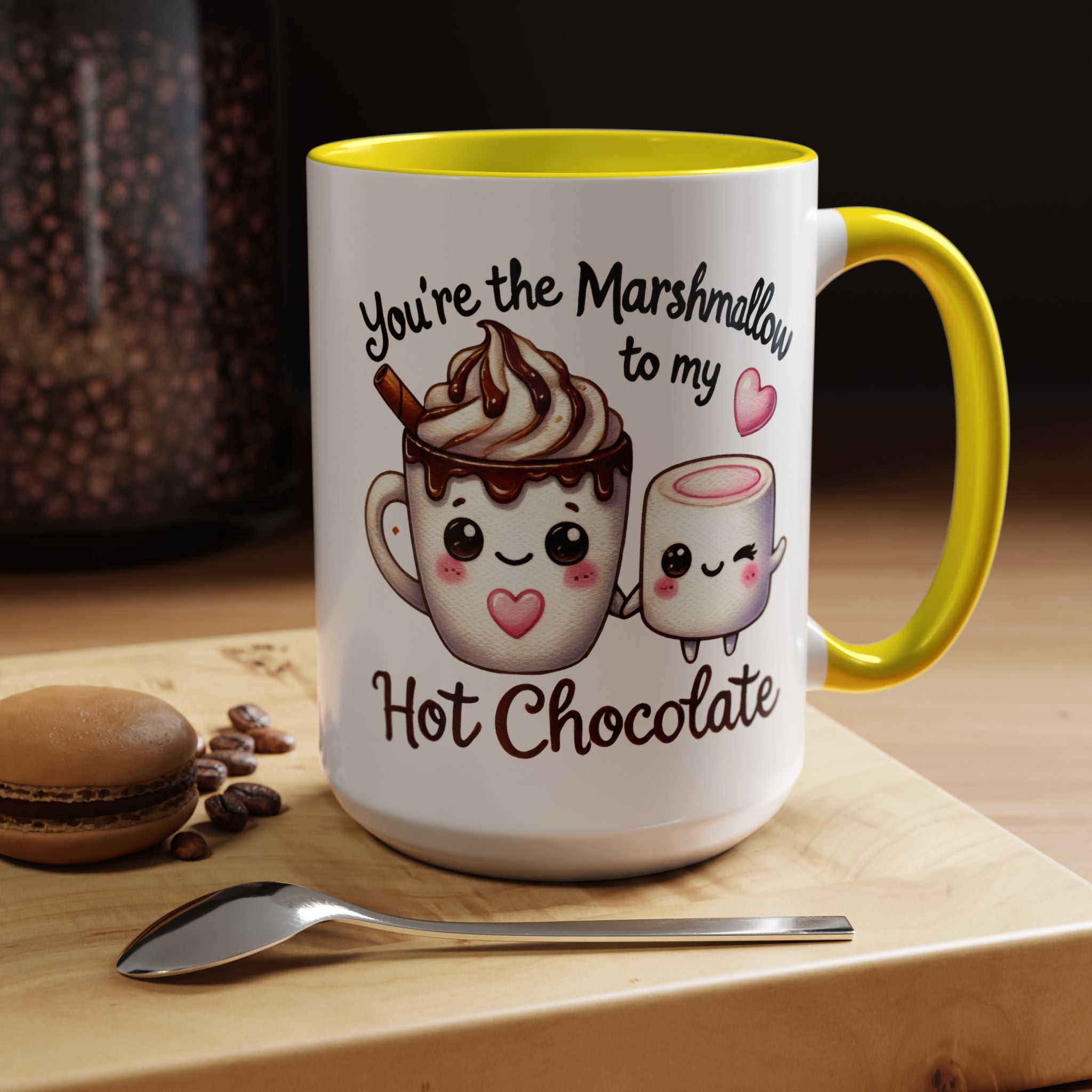 You Are The Marshmallow To My Chocolate Personalized Romantic Coffee Mug, Accent Cup, Anniversary Wedding Valentines Gift For Spouse, BF, GF