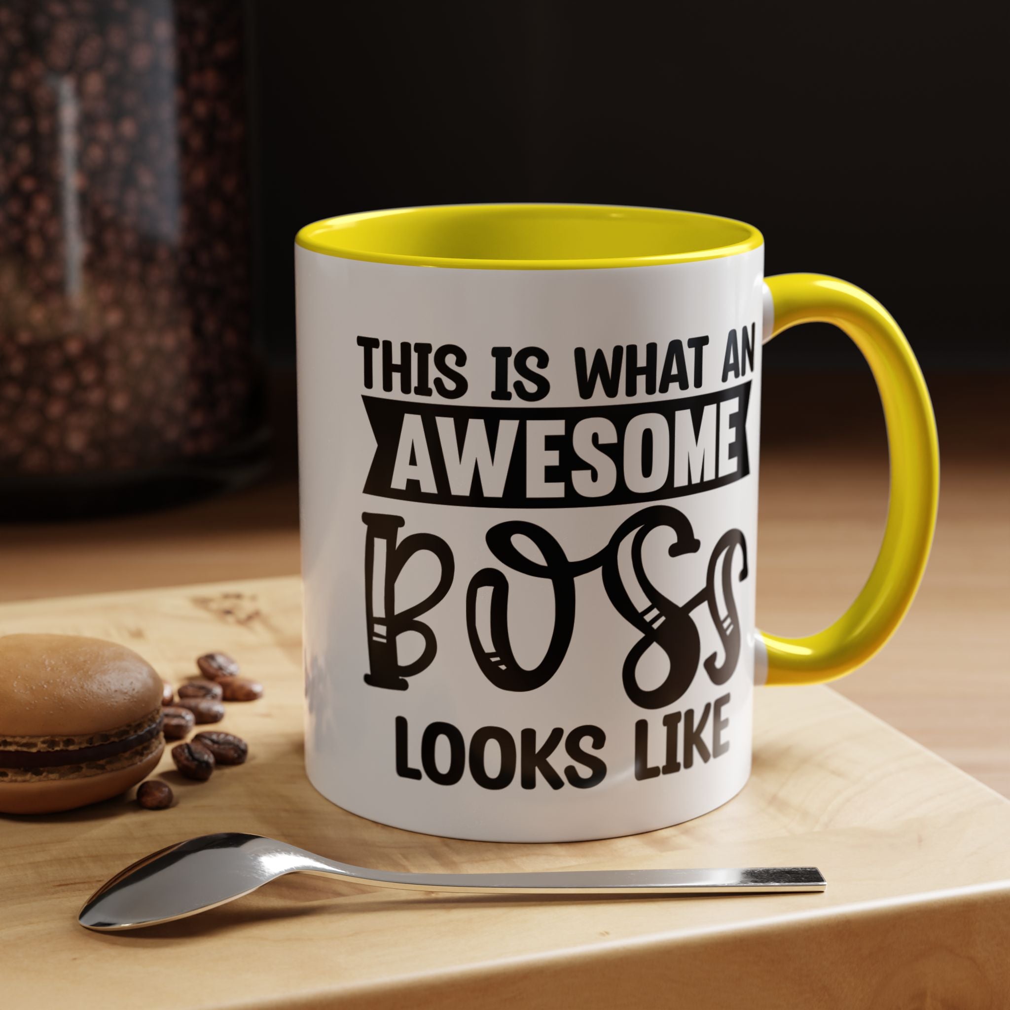 Funny Coffee Mug, Personalized Mug, This Is What An Awesome Boss Looks Like Accent Cup (11, 15oz), Gift Under 20, White Elephant