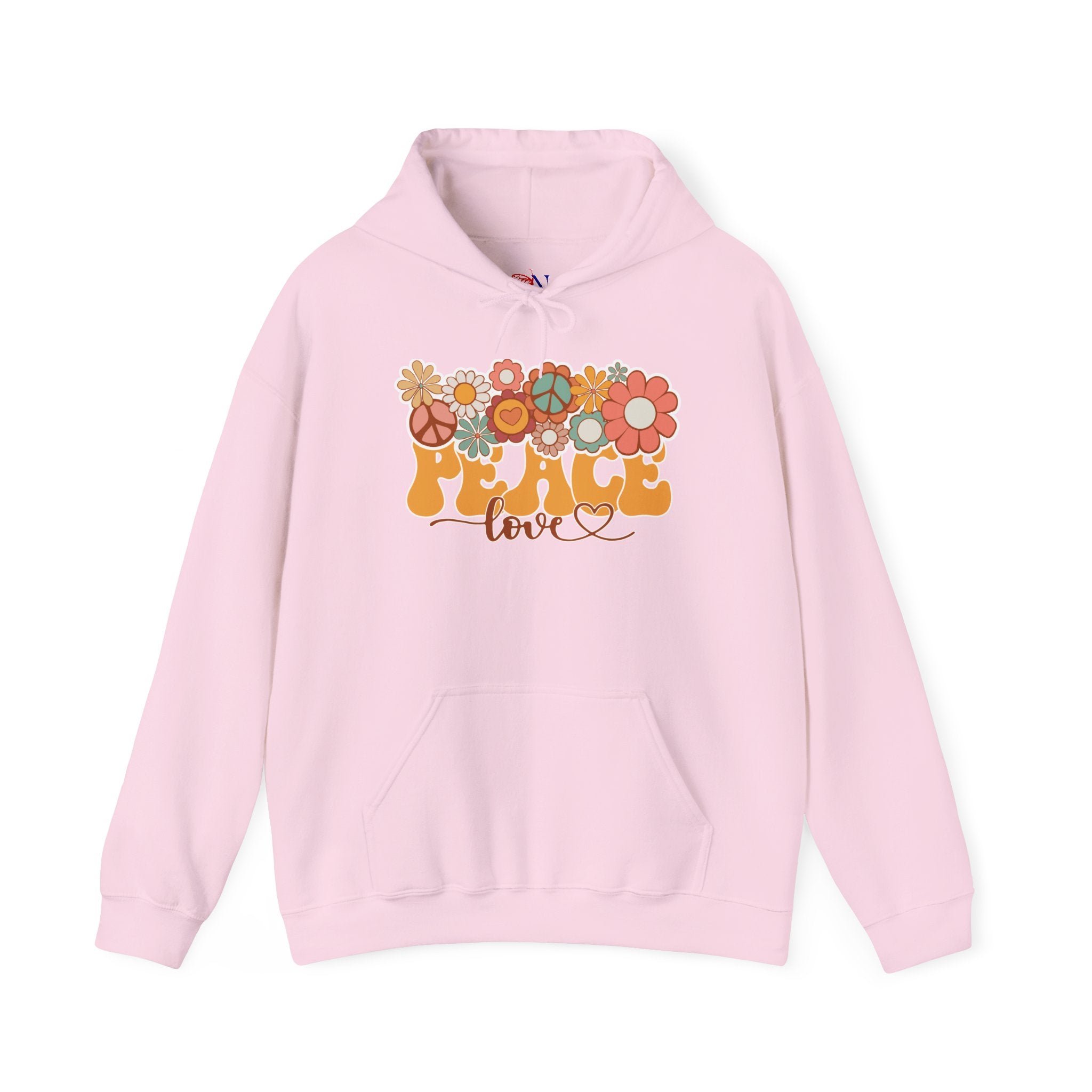Hoodie — Retro 'Peace & Love' Floral Graphic Hoodie