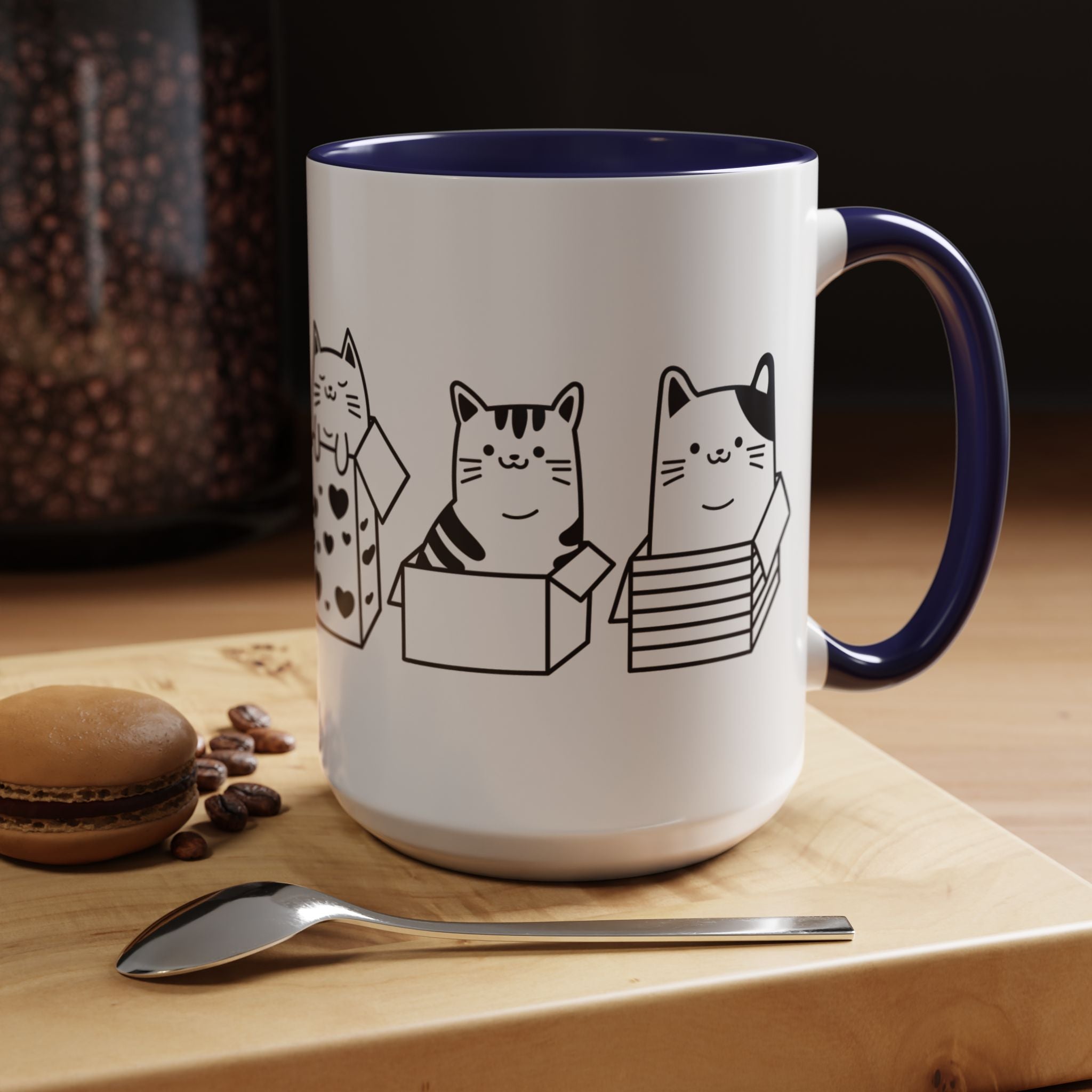 Funny Coffee Mug, Personalized Mug, Boxes Full Of Cats Accent Coffee Cup (11, 15oz), Gift Under 20, White Elephant, Cat & pet lover gift