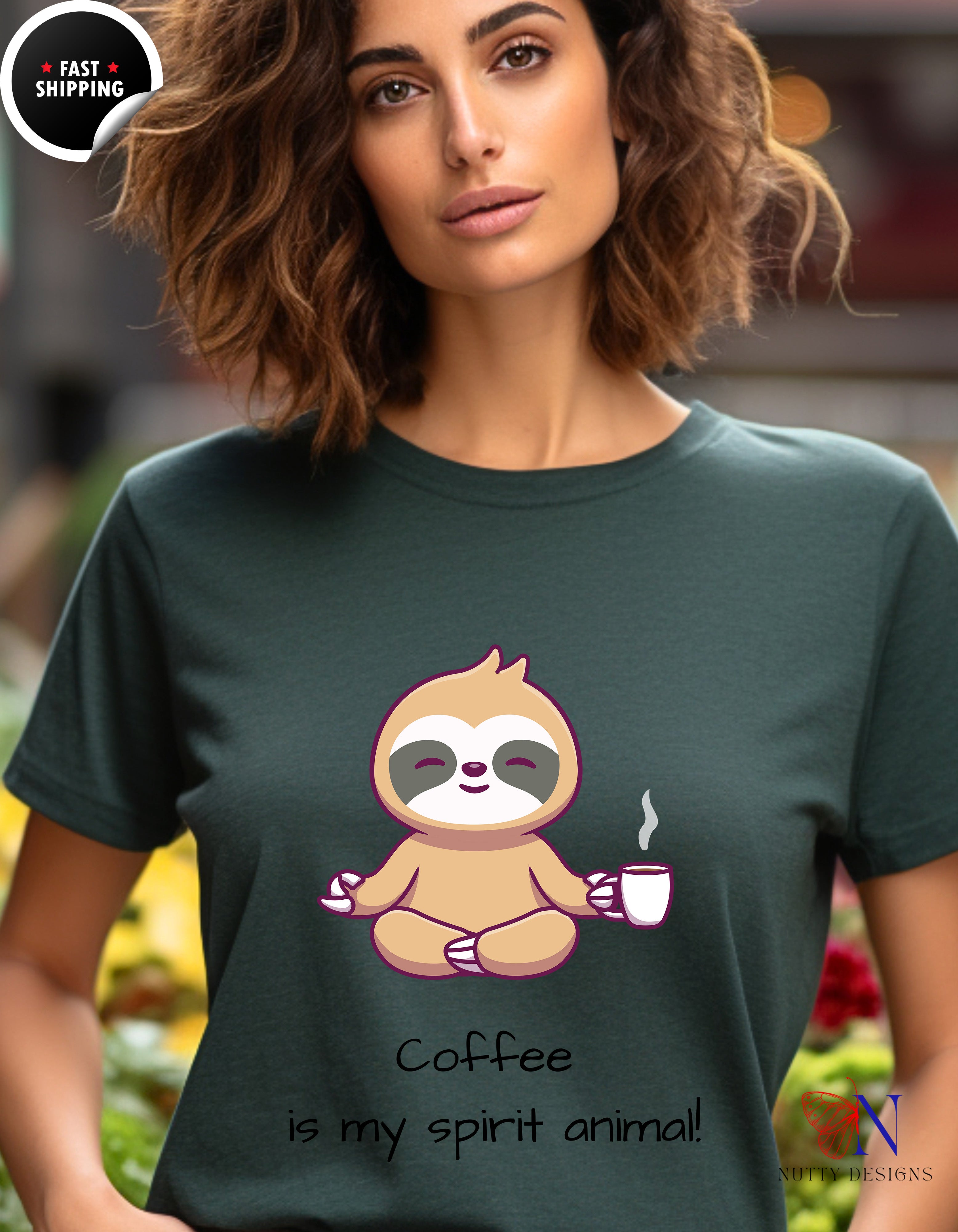 Coffee Is My Spirit Animal funny tshirt, Cute Coffee Shirt, Coffee T-Shirt, Coffee Tee, Brunch Shirt, Women's/ Mom Coffee Shirt